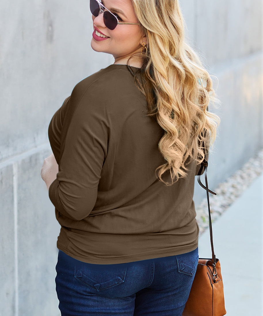 Basic Bae Full Size Round Neck Batwing Sleeve Top