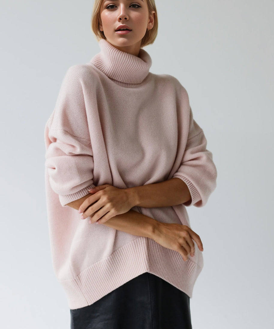 Basic Bae Turtleneck Dropped Shoulder Long Sleeve Sweater