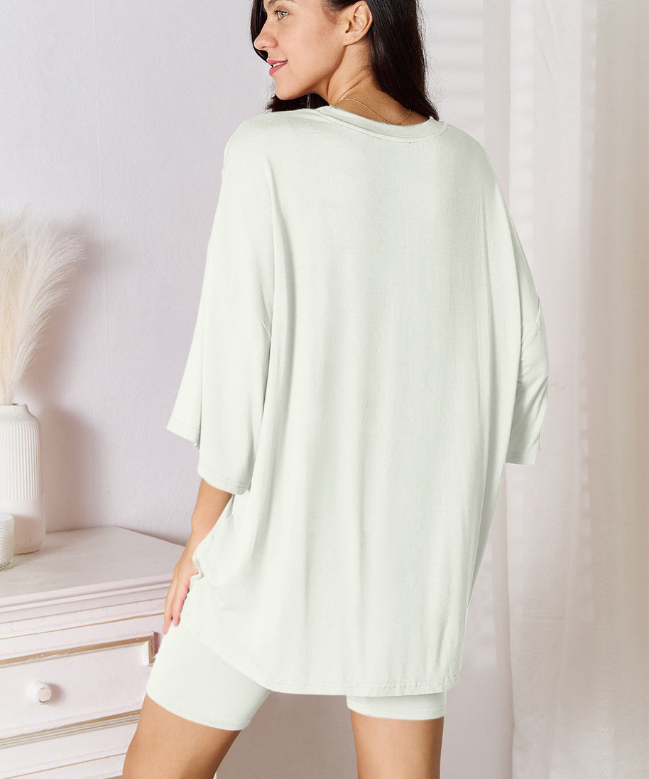 Basic Bae Full Size Soft Rayon Three-Quarter Sleeve Top and Shorts Set