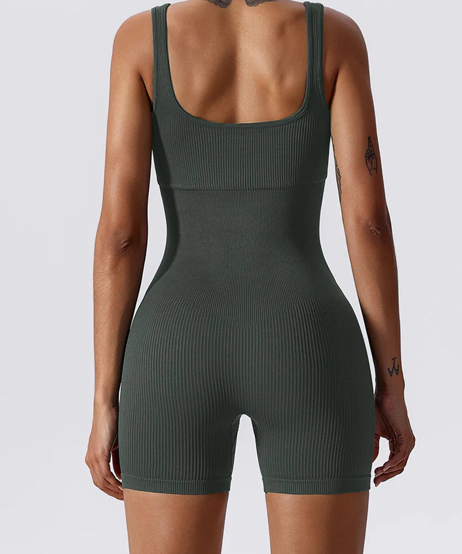 Basic Bae Ribbed Sleeveless Active Romper