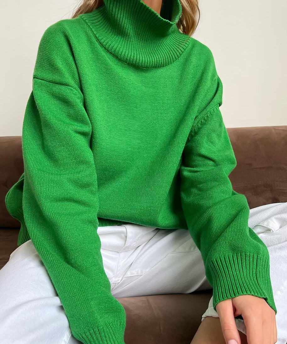 Basic Bae Turtleneck Dropped Shoulder Long Sleeve Sweater