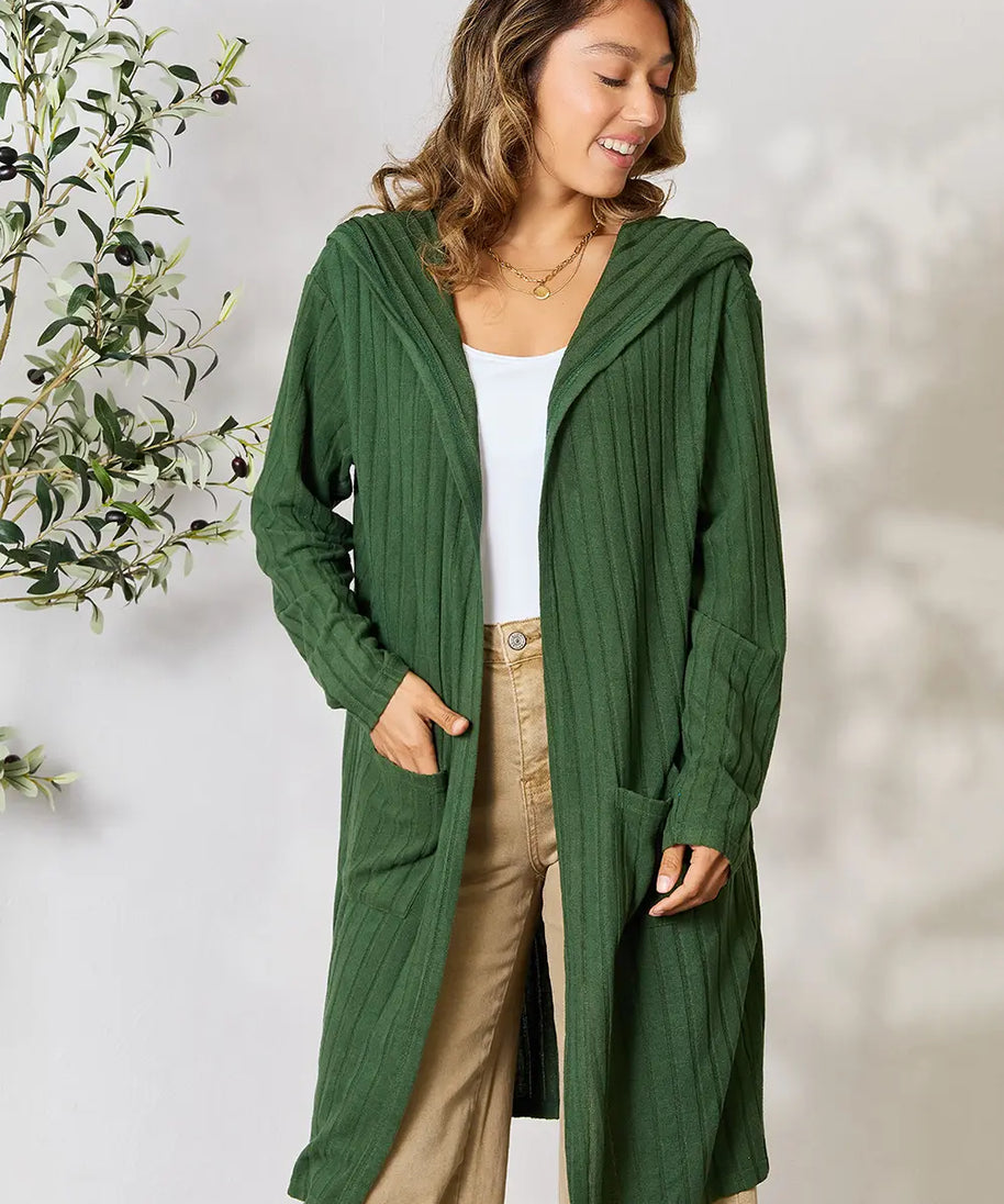 Basic Bae Full Size Hooded Sweater Cardigan
