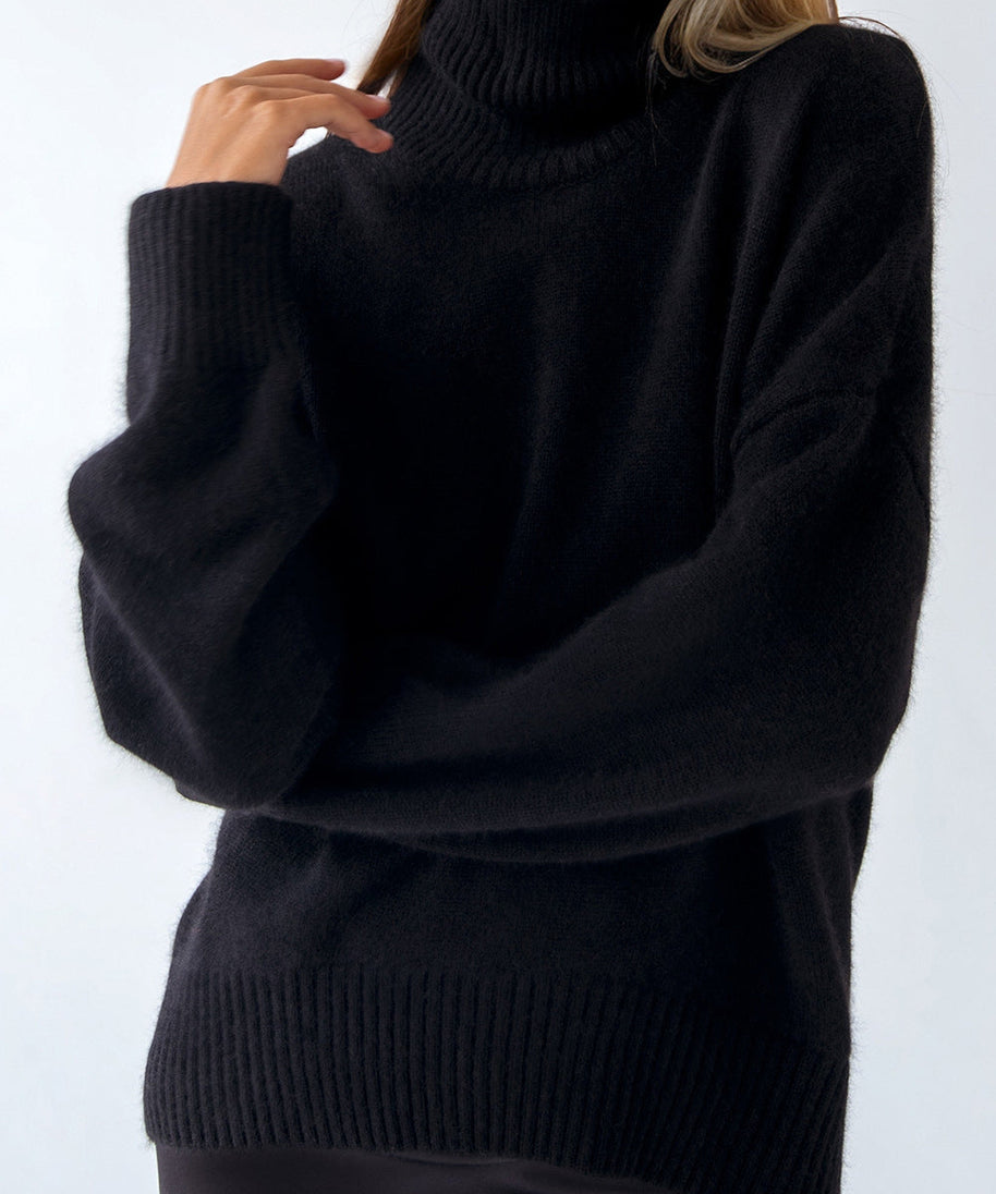 Basic Bae Turtleneck Dropped Shoulder Long Sleeve Sweater