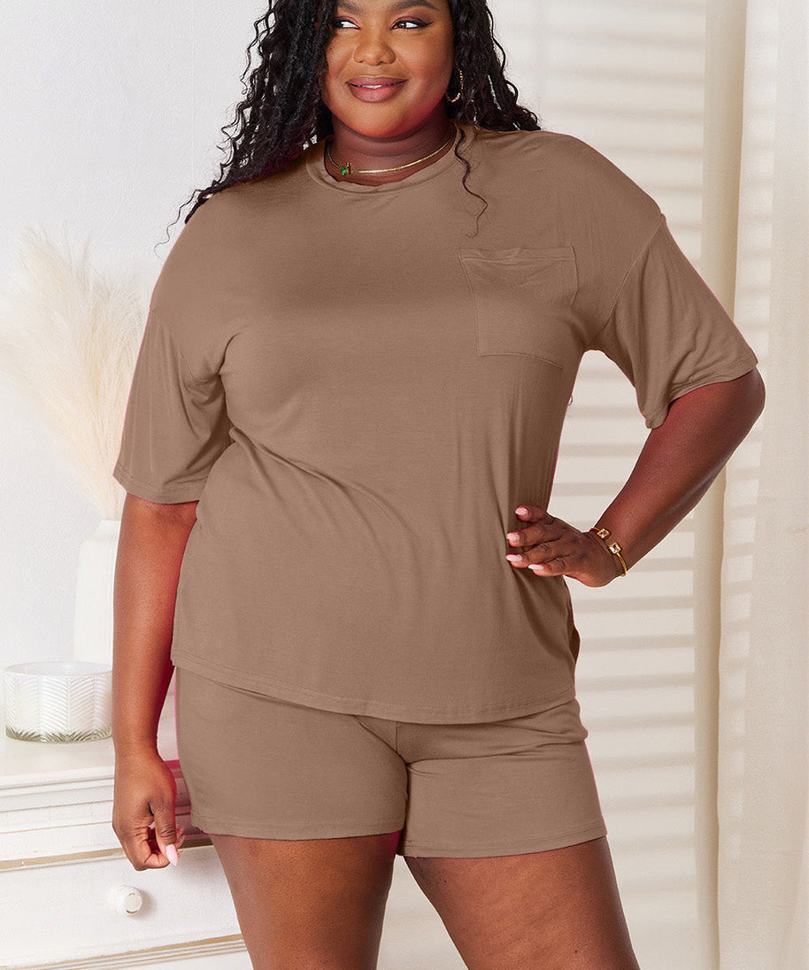 Basic Bae Full Size Soft Rayon Half Sleeve Top and Shorts Set