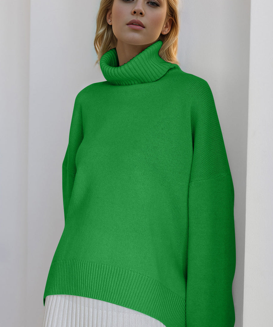 Basic Bae Turtleneck Dropped Shoulder Long Sleeve Sweater