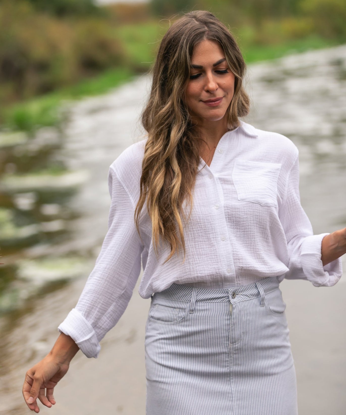 Bailey Cotton Gauze Button Down Top