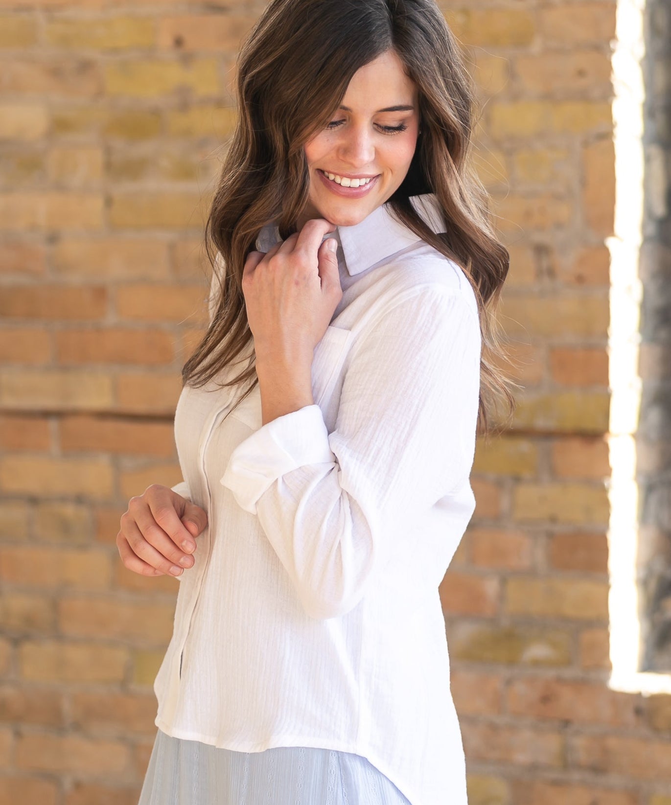 Bailey Cotton Gauze Button Down Top