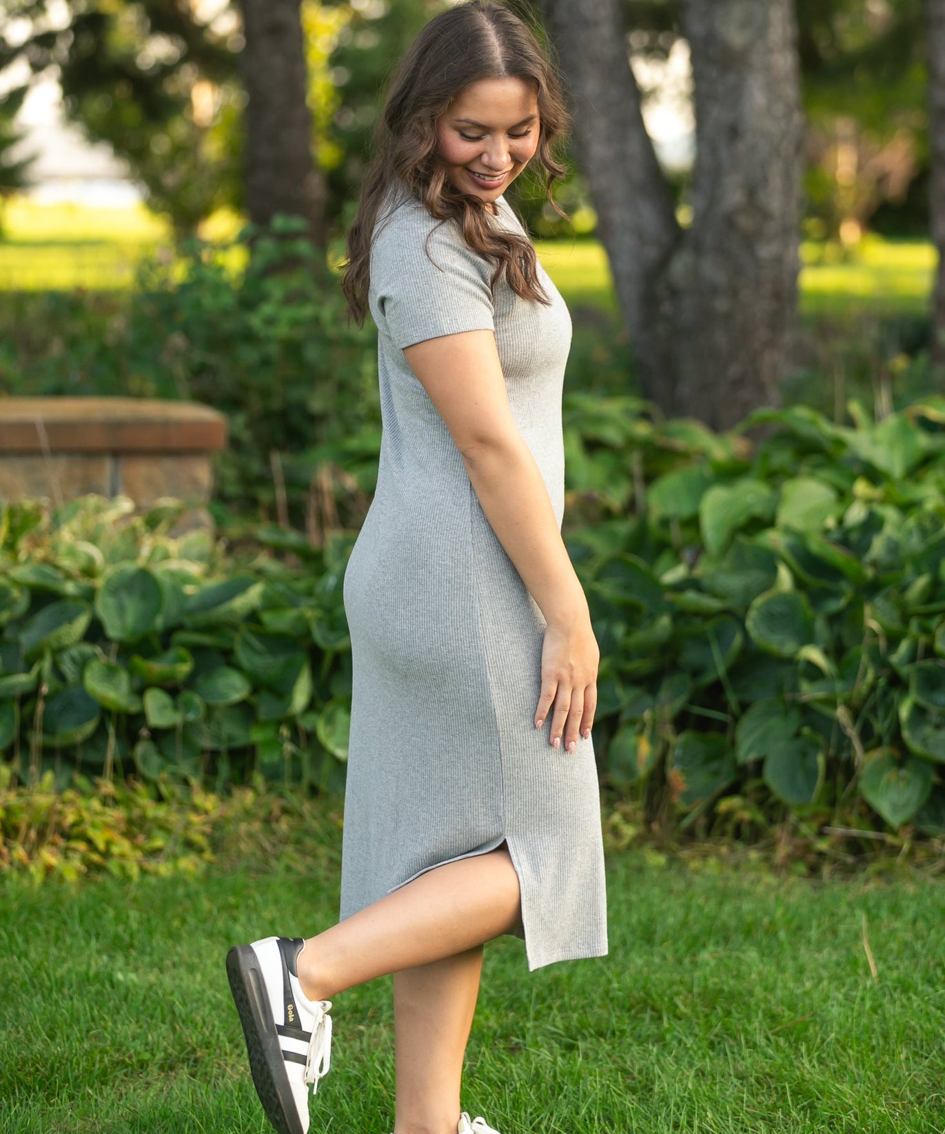 Baylor Gray Ribbed T-shirt Dress