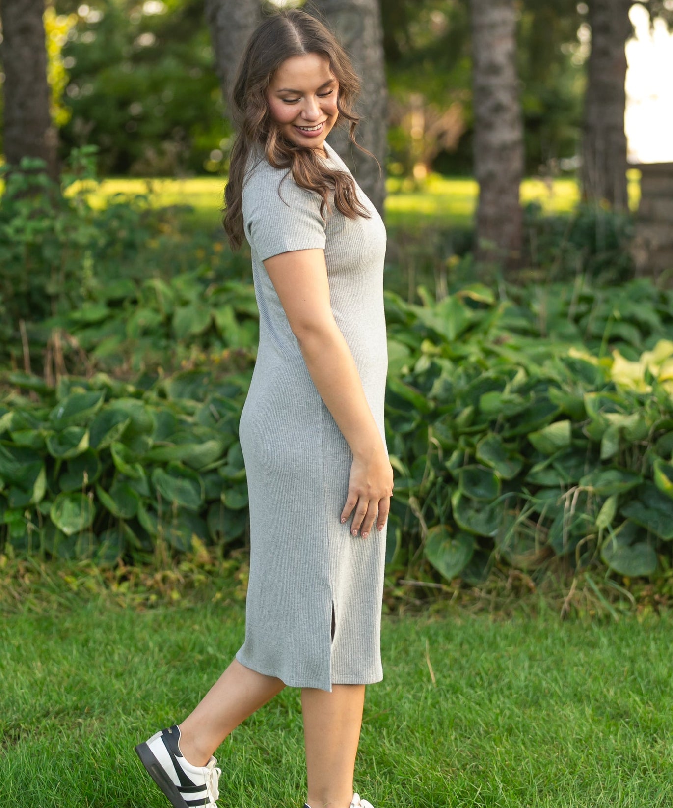 Baylor Gray Ribbed T-shirt Dress