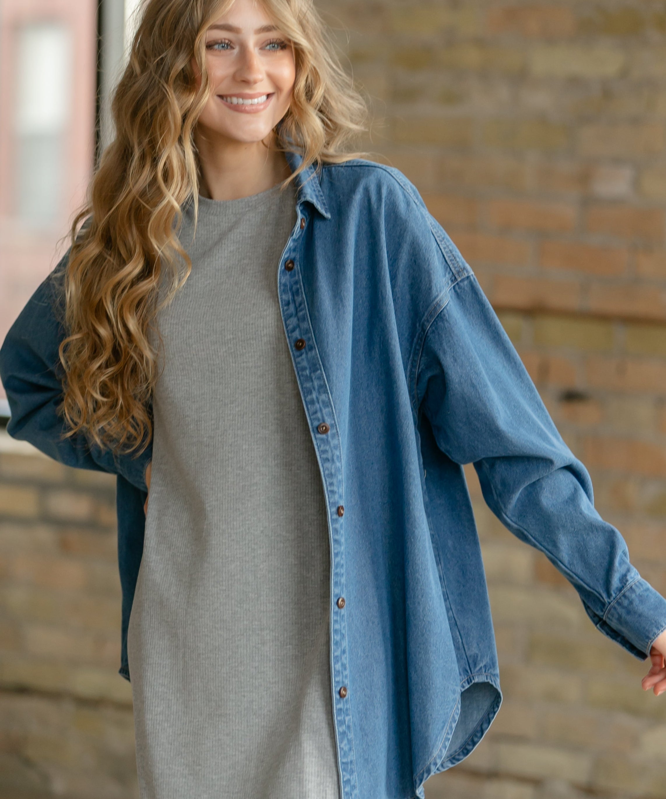 Baylor Gray Ribbed T-shirt Dress