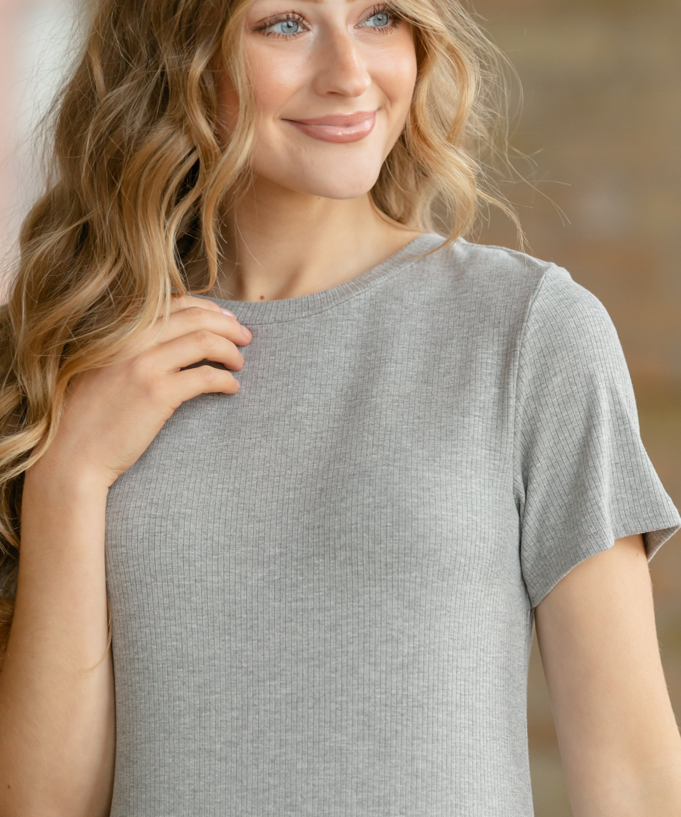 Baylor Gray Ribbed T-shirt Dress