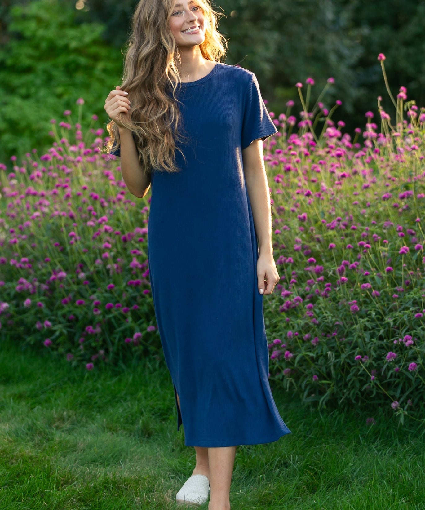 Baylor Navy Ribbed T-shirt Dress