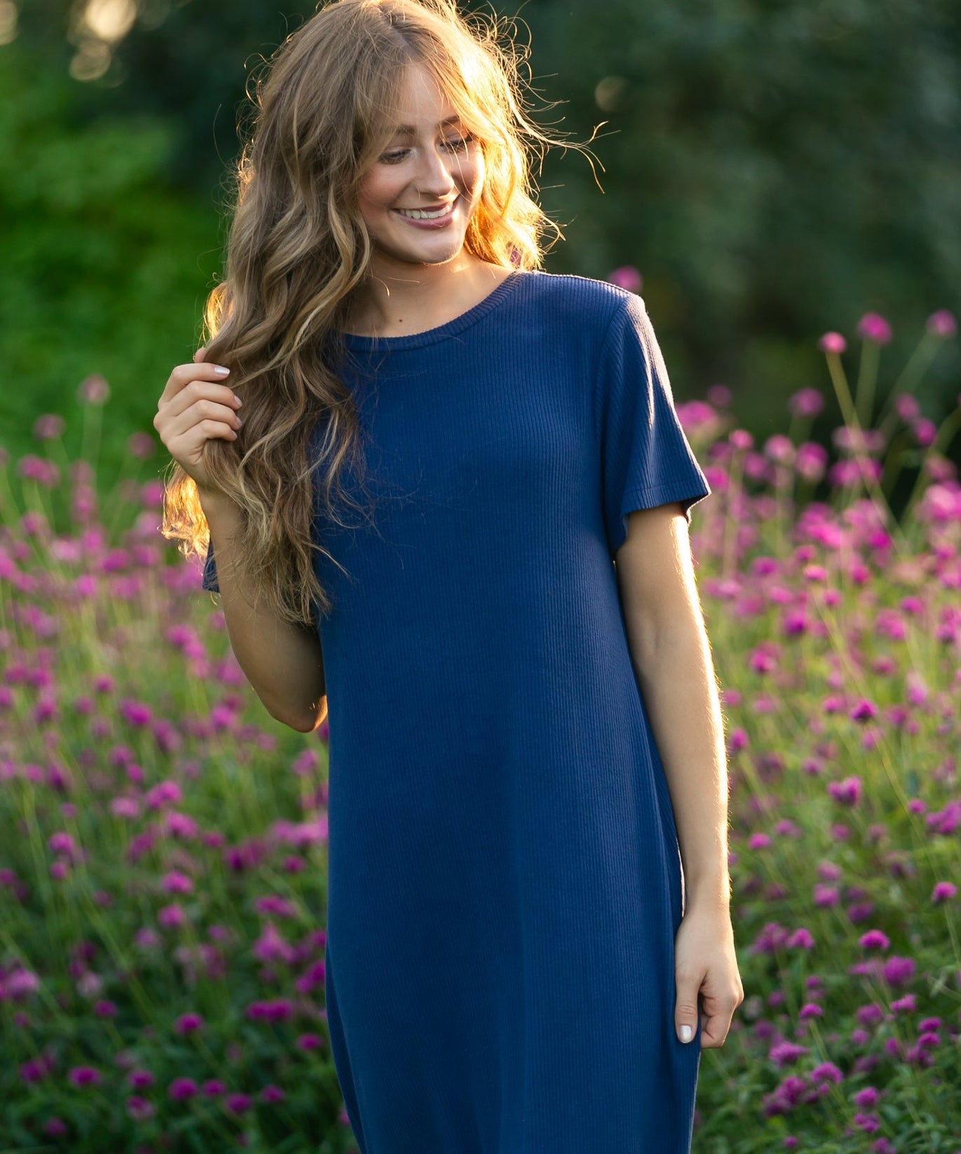 Baylor Navy Ribbed T-shirt Dress