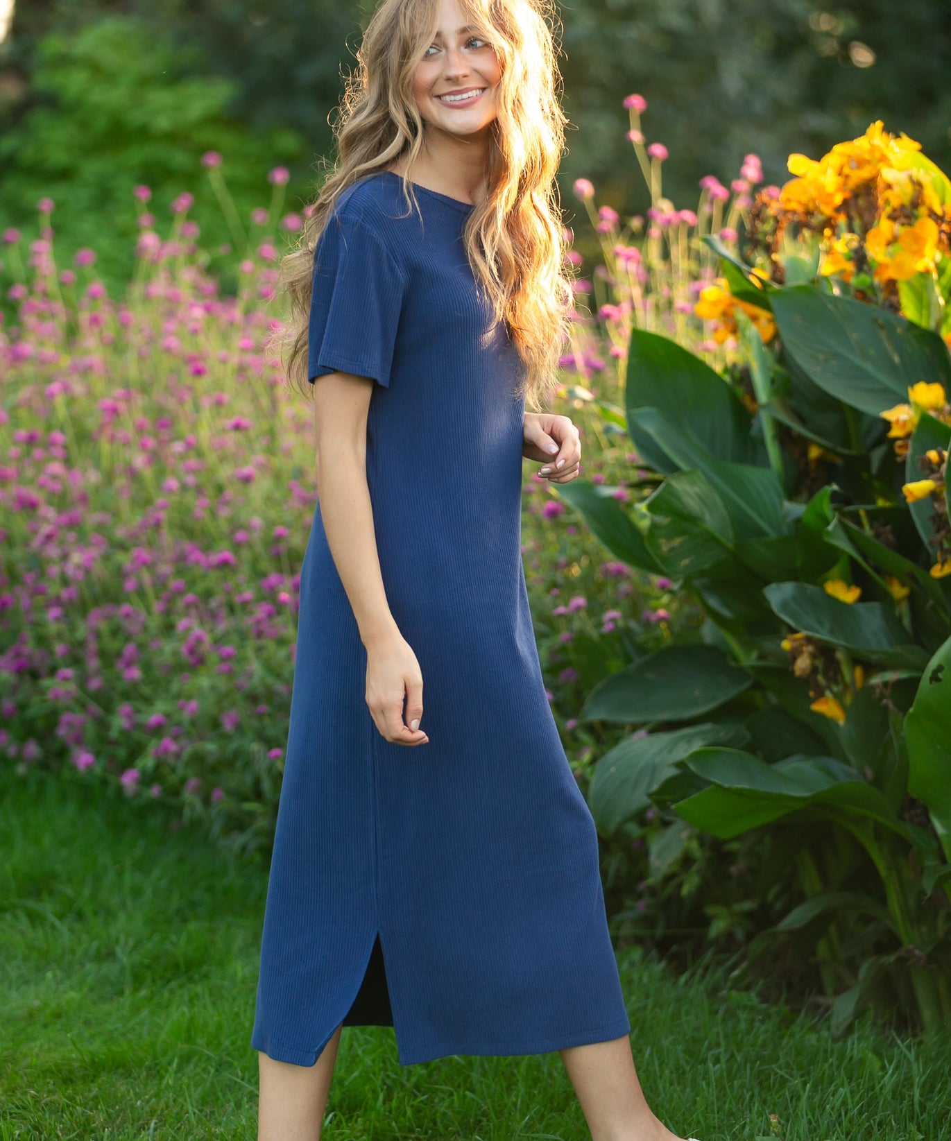 Baylor Navy Ribbed T-shirt Dress