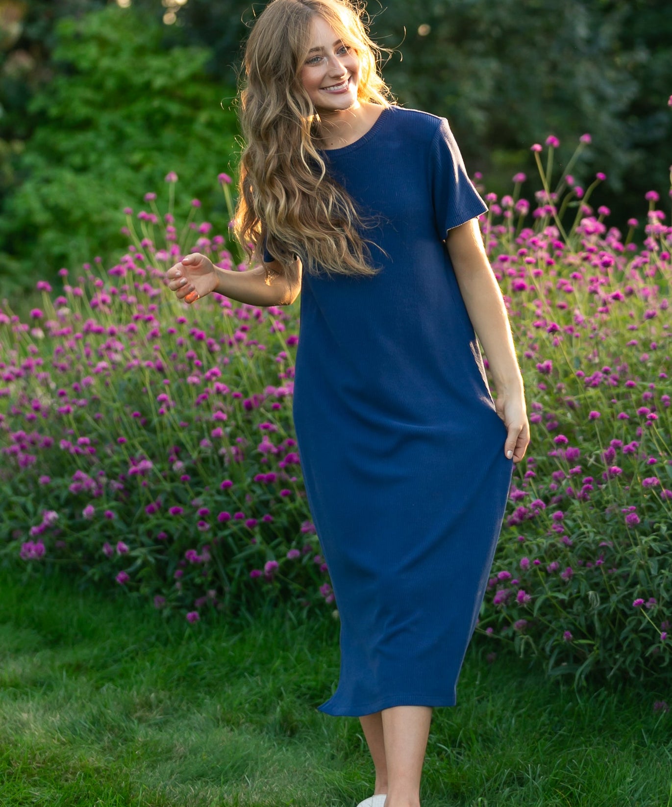Baylor Navy Ribbed T-shirt Dress