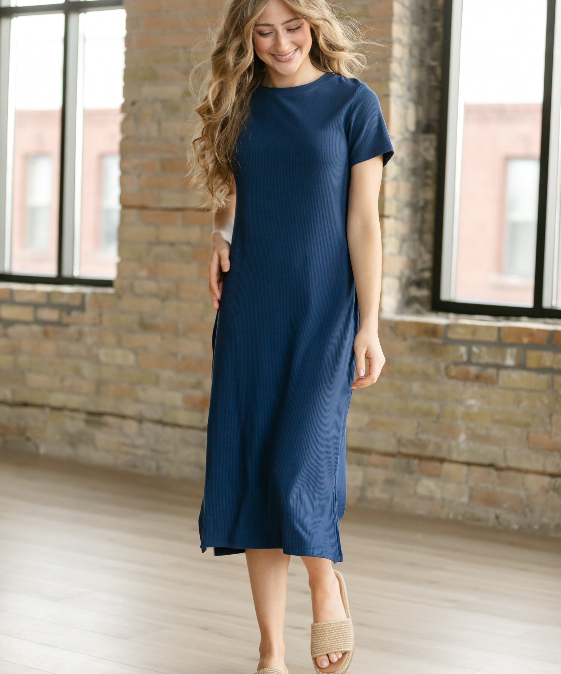 Baylor Navy Ribbed T-shirt Dress