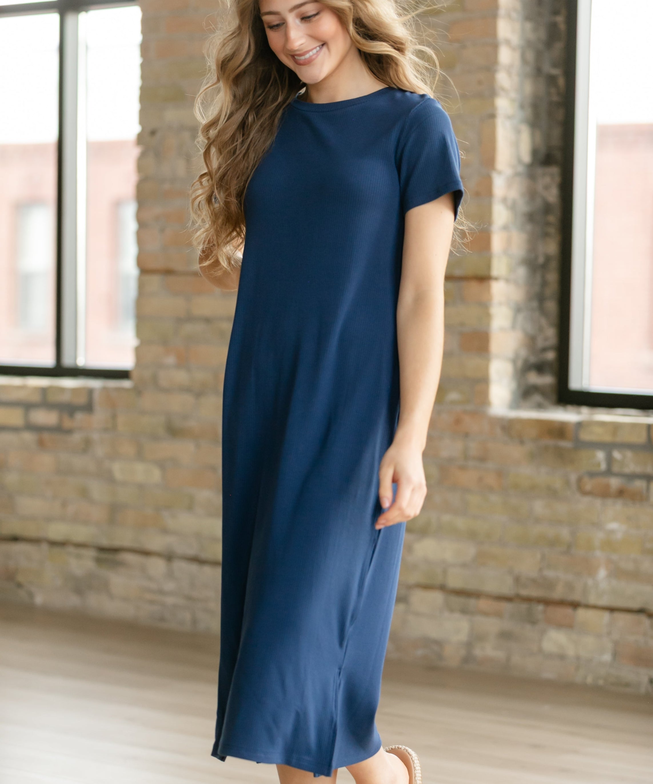 Baylor Navy Ribbed T-shirt Dress