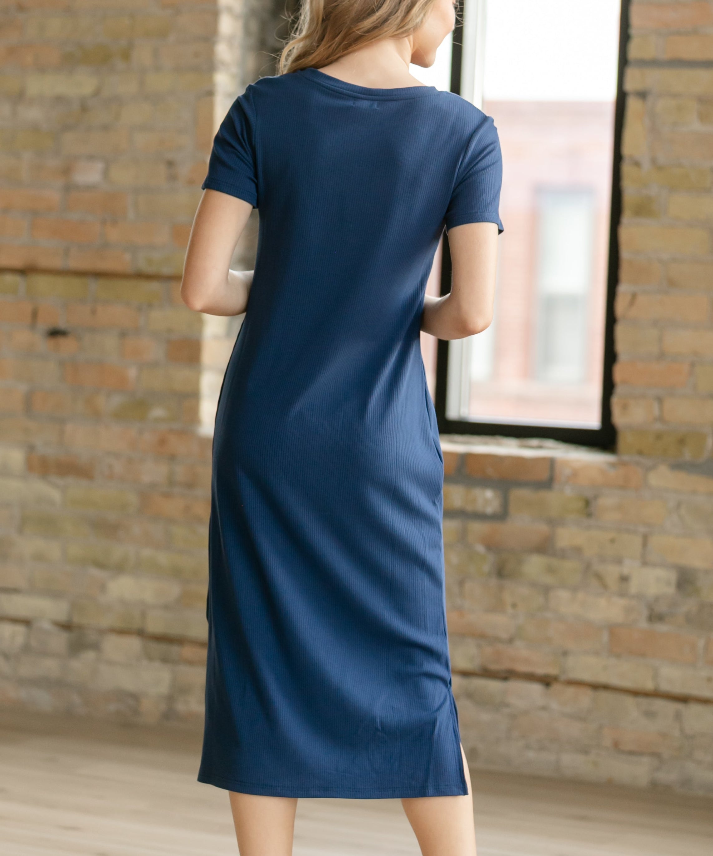 Baylor Navy Ribbed T-shirt Dress