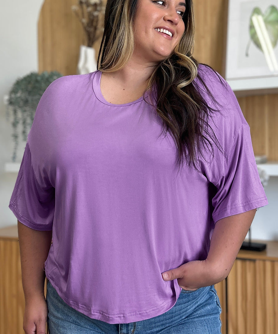 Basic Bae Bamboo Full Size Round Neck Drop Shoulder T-Shirt