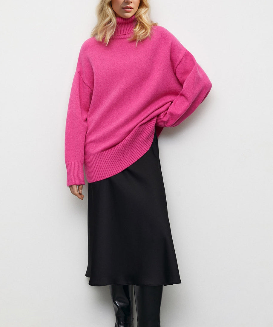 Basic Bae Turtleneck Dropped Shoulder Long Sleeve Sweater