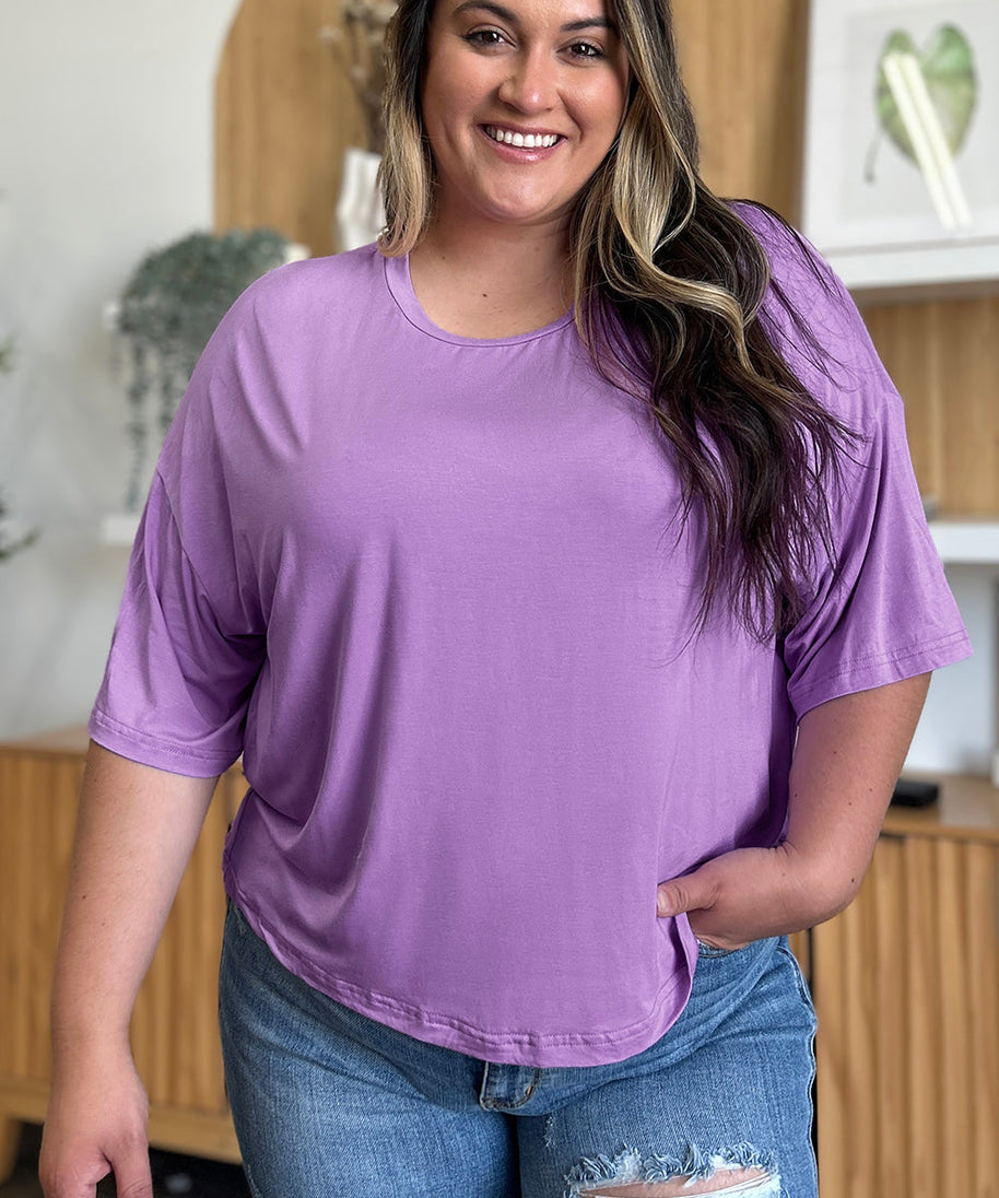 Basic Bae Bamboo Full Size Round Neck Drop Shoulder T-Shirt