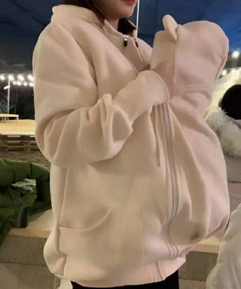 Kangaroo Mother Baby Plush Nursing Sweater Coat
