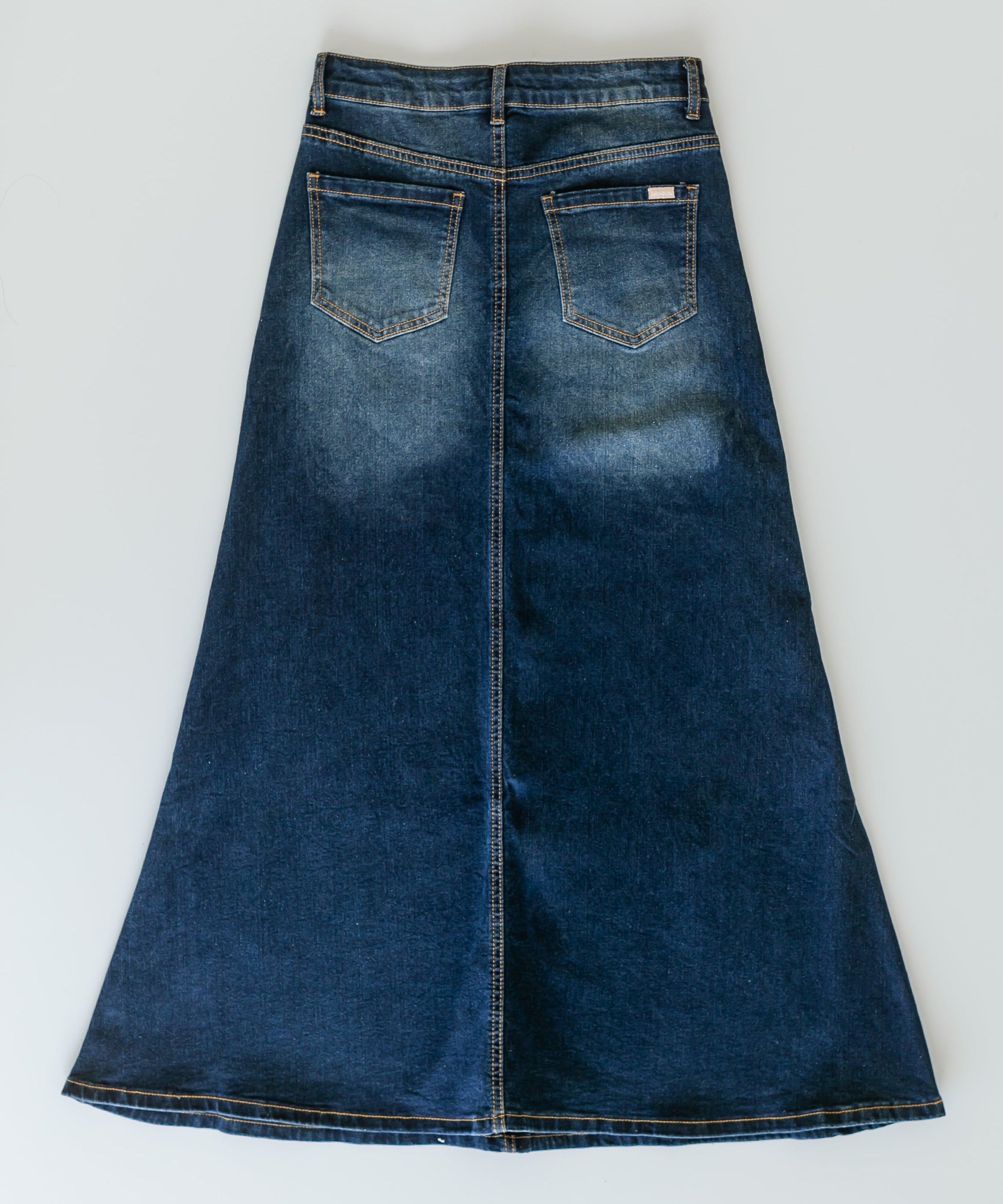 Bethany Dark Wash A-line Long Denim Skirt - FINAL SALE