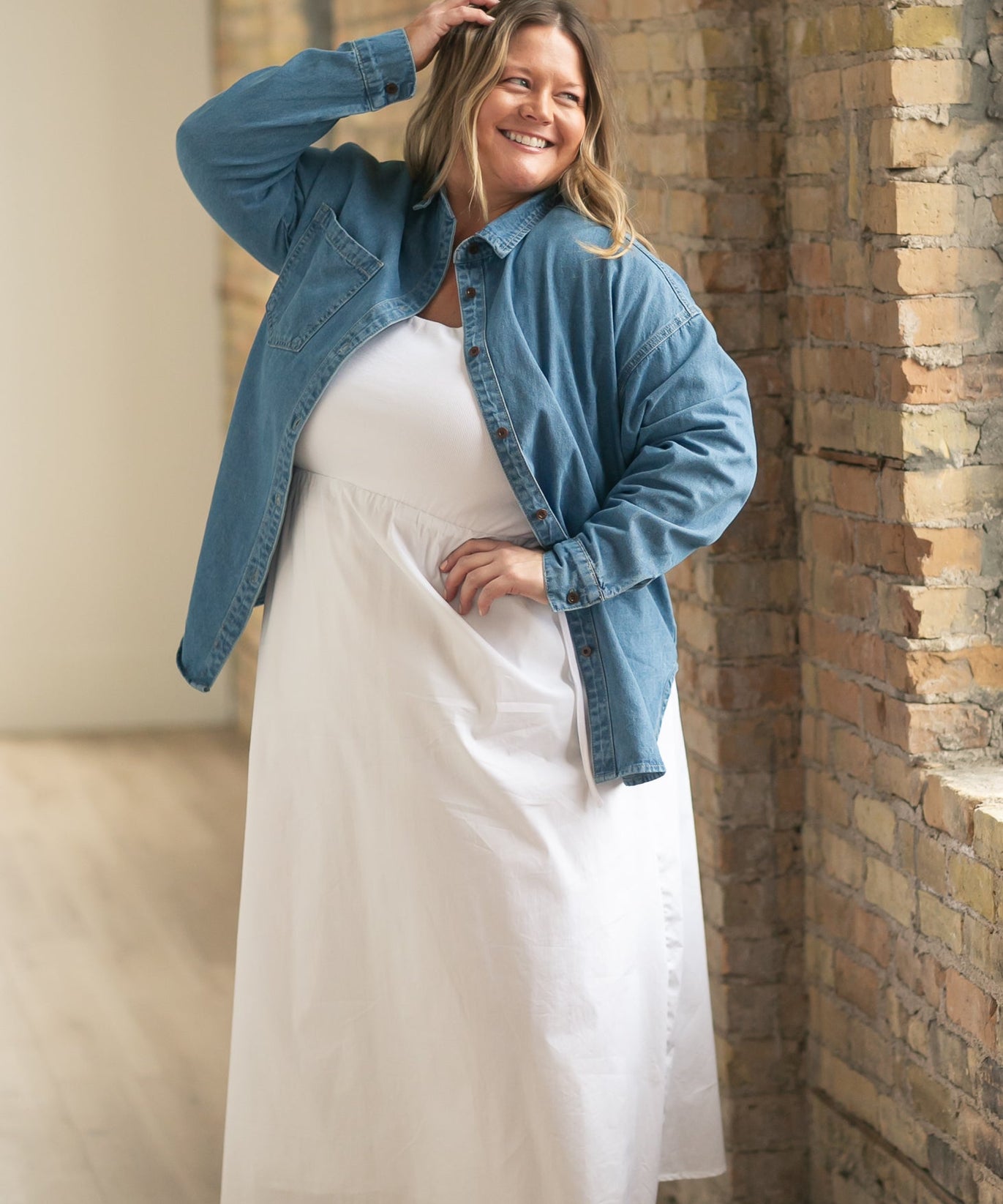Betty Denim Button Up Top