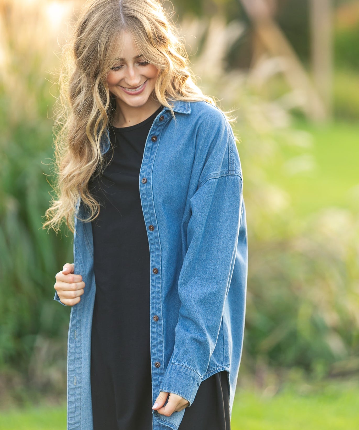 Betty Denim Button Up Top