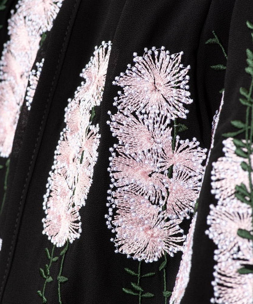 Luxury Floral Embroidered Double-Layer Chiffon Open Abaya(MOA308)