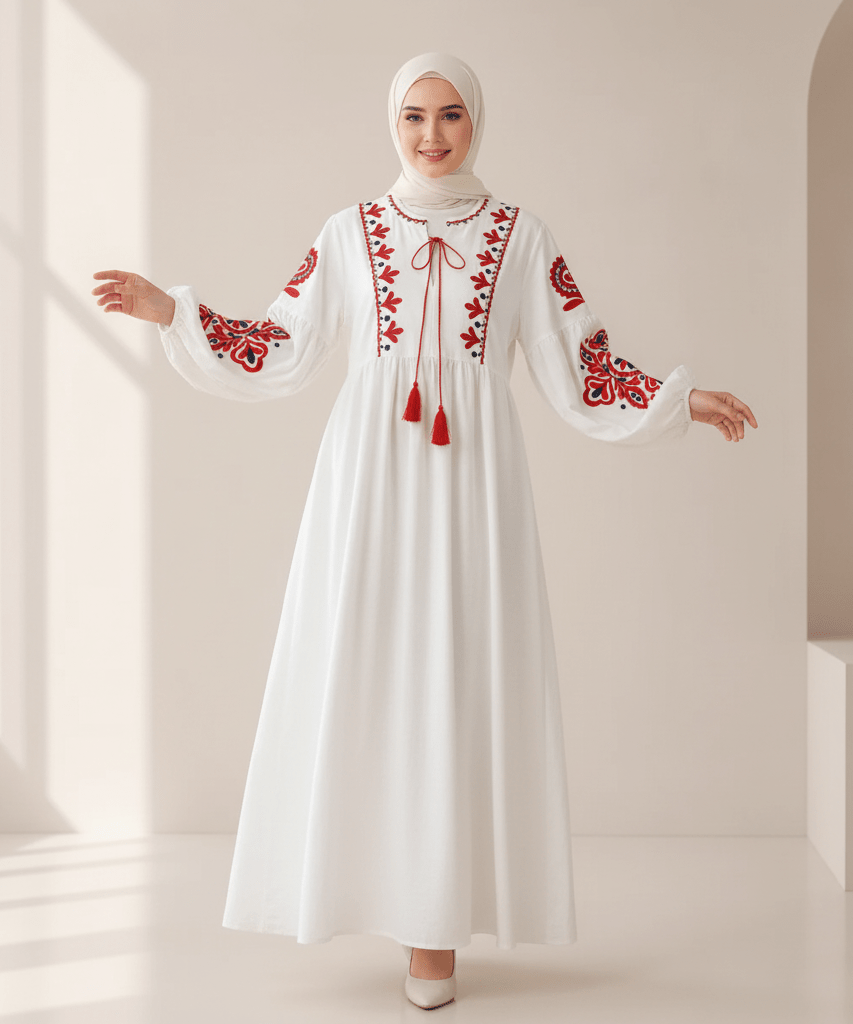 Bohemian Embroidered Linen-Look Maxi Dress(MS460)