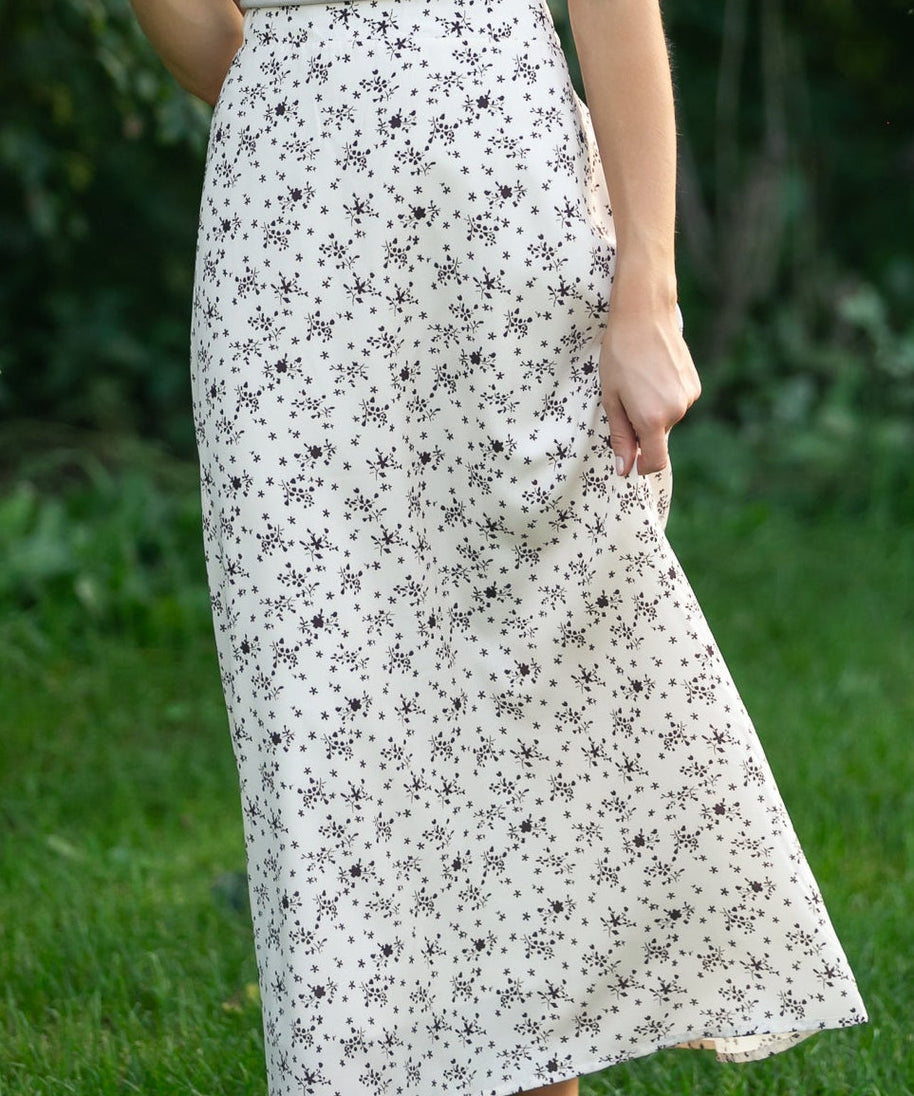 Braylyn Brown Floral Midi Skirt - FINAL SALE