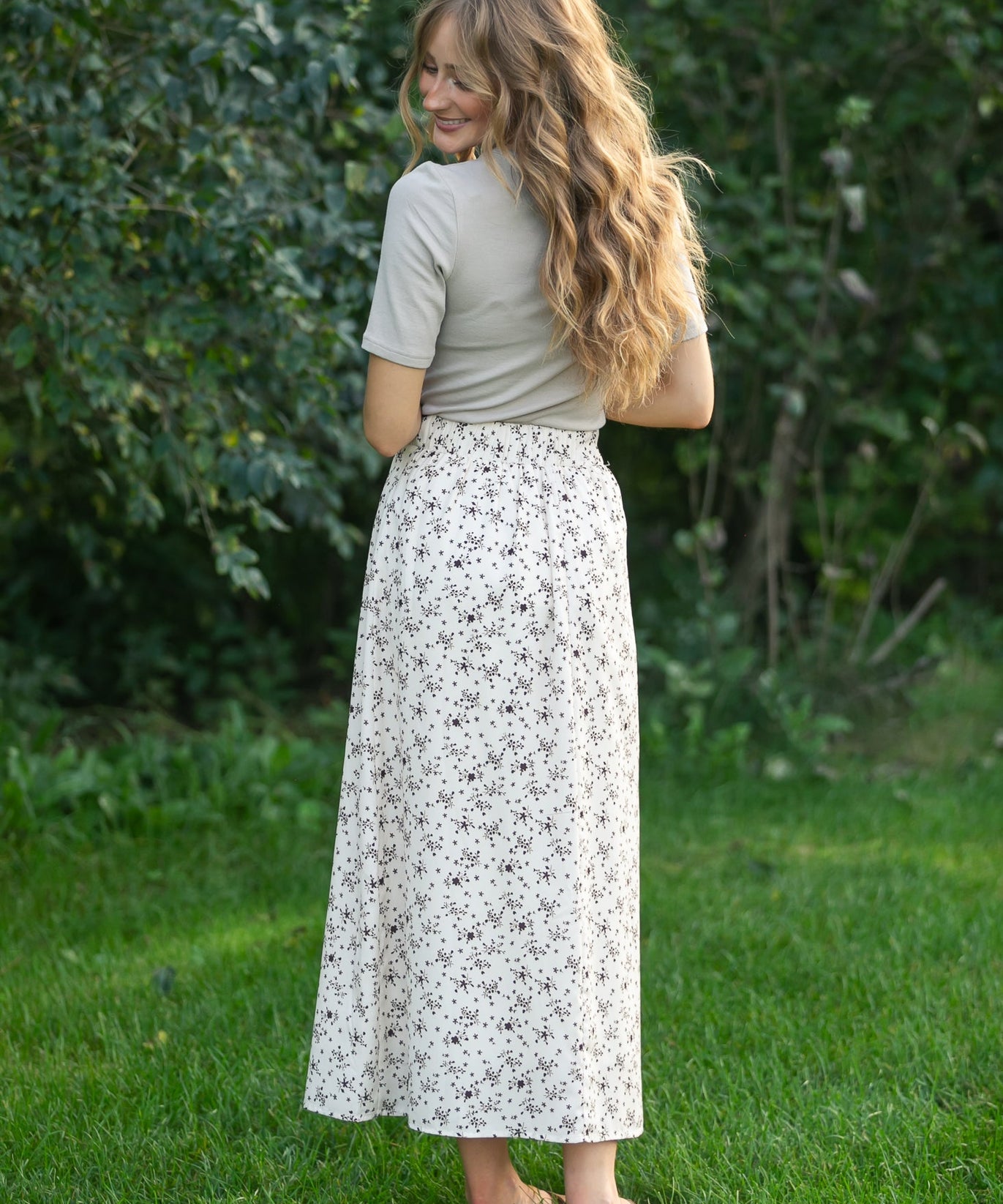 Braylyn Brown Floral Midi Skirt - FINAL SALE