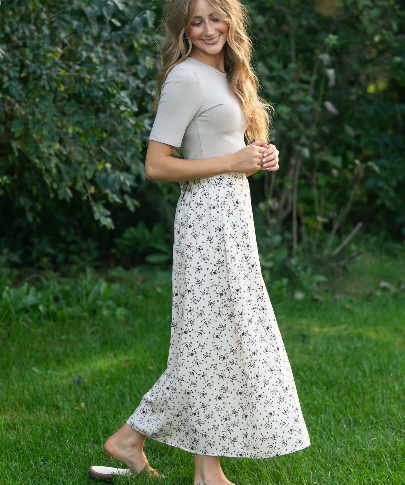Braylyn Brown Floral Midi Skirt - FINAL SALE