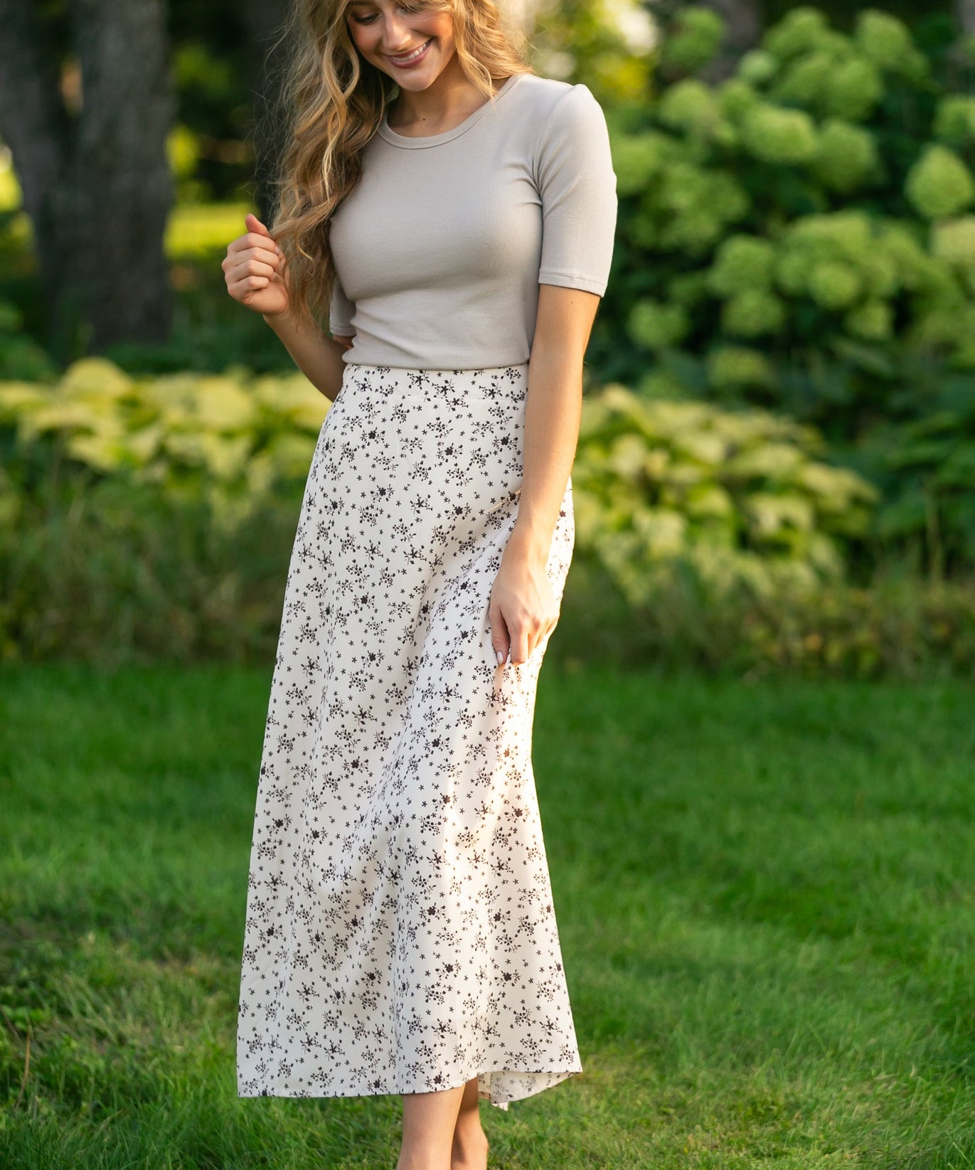 Braylyn Brown Floral Midi Skirt - FINAL SALE