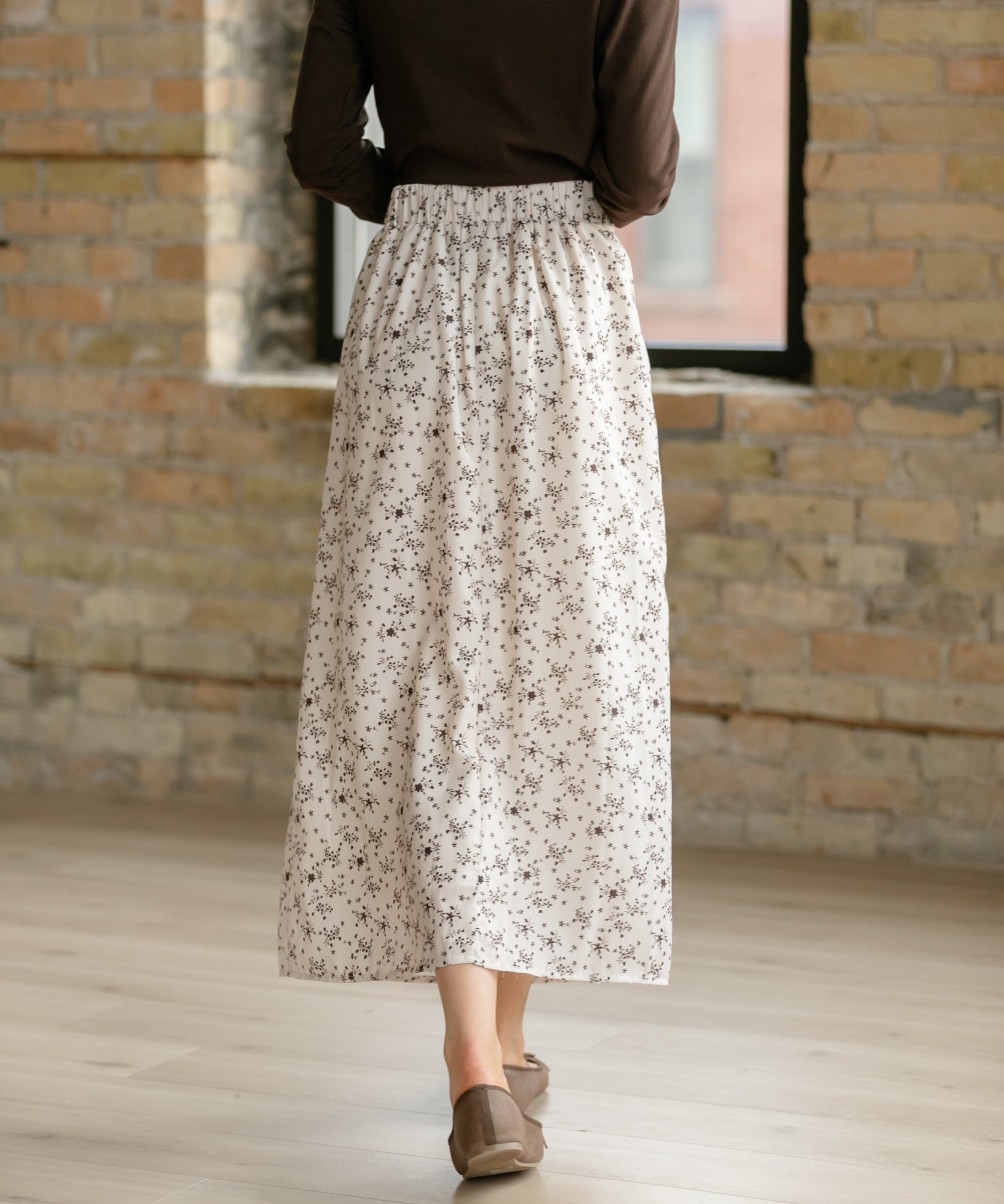 Braylyn Brown Floral Midi Skirt - FINAL SALE