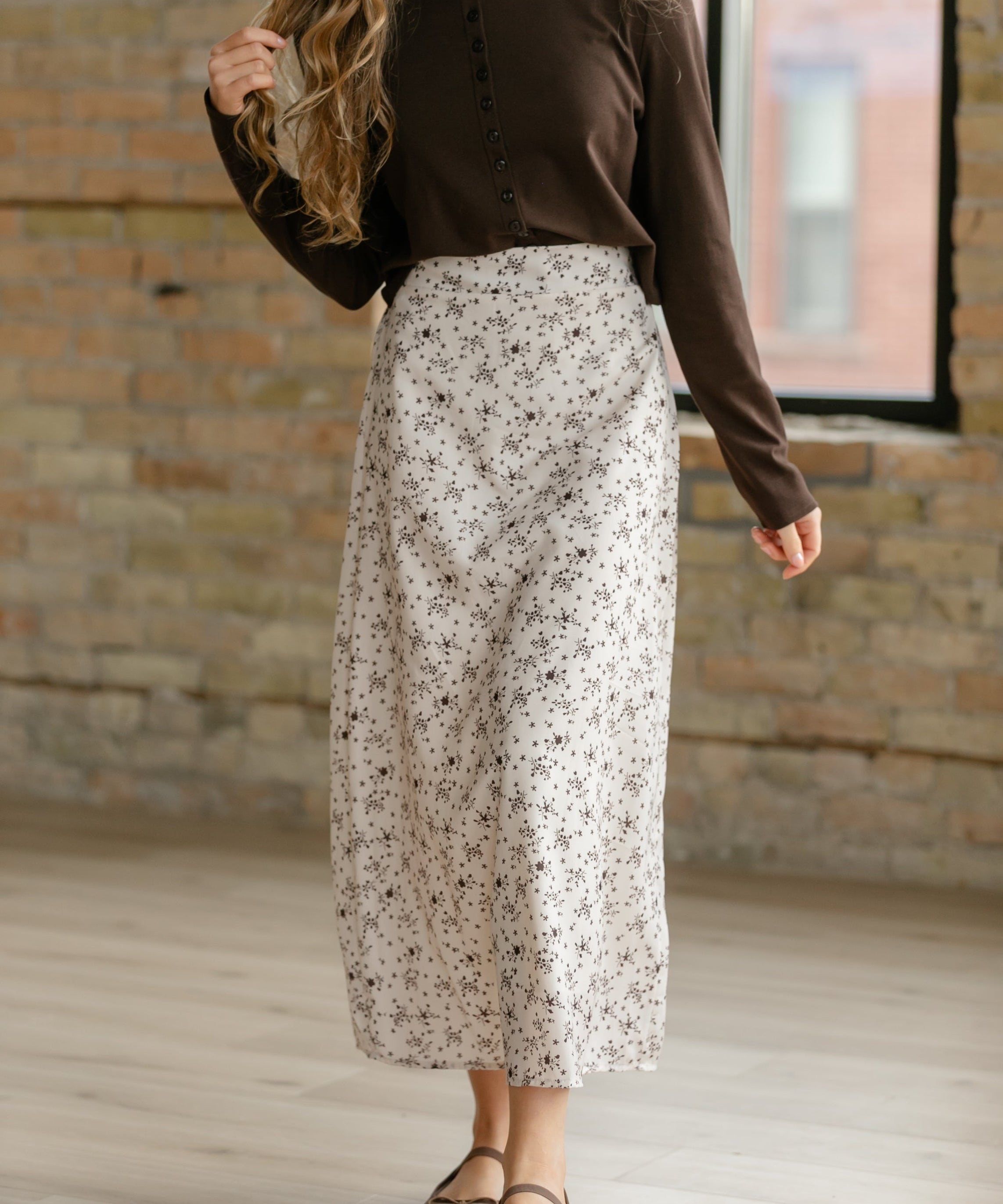 Braylyn Brown Floral Midi Skirt - FINAL SALE