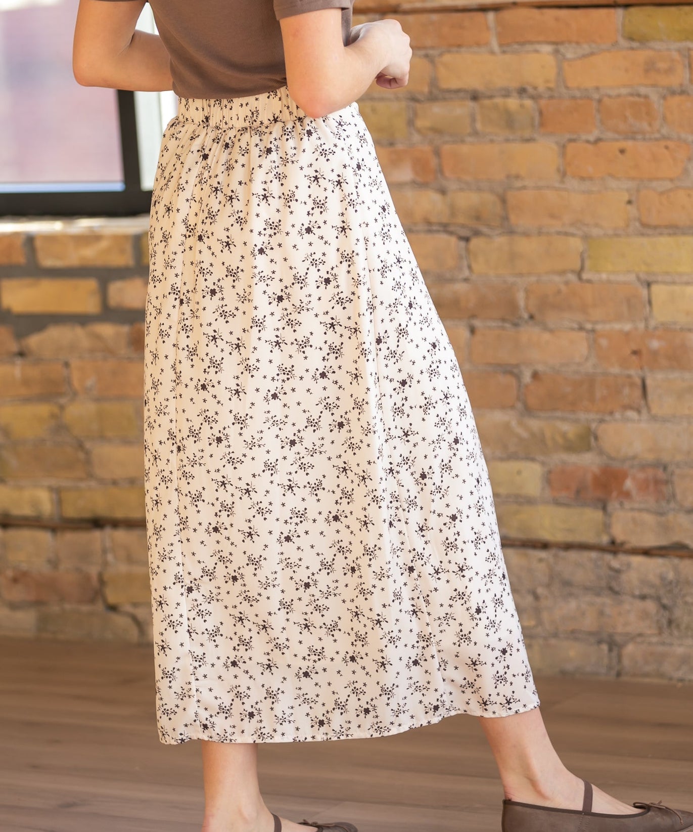 Braylyn Brown Floral Midi Skirt - FINAL SALE