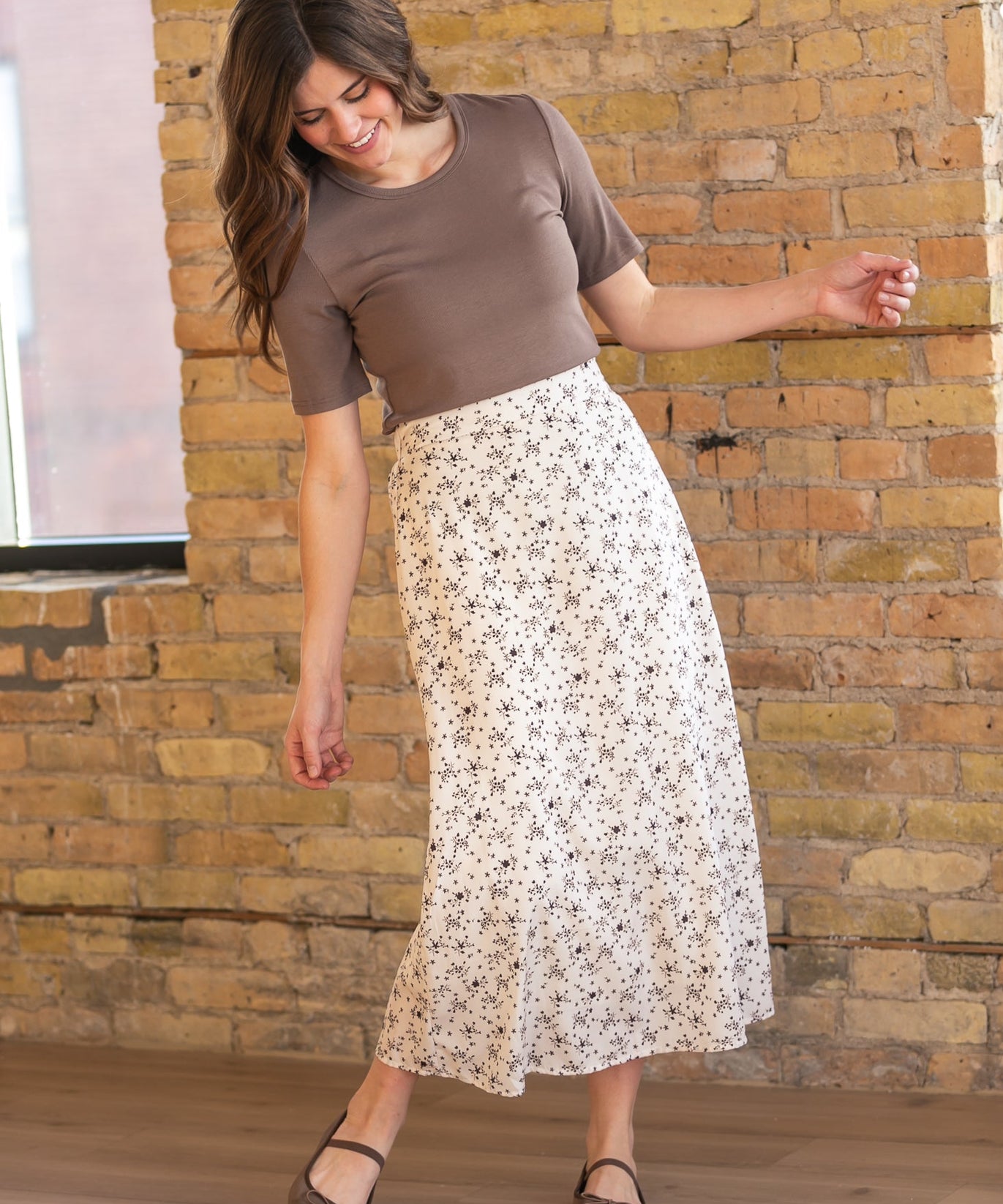 Braylyn Brown Floral Midi Skirt - FINAL SALE