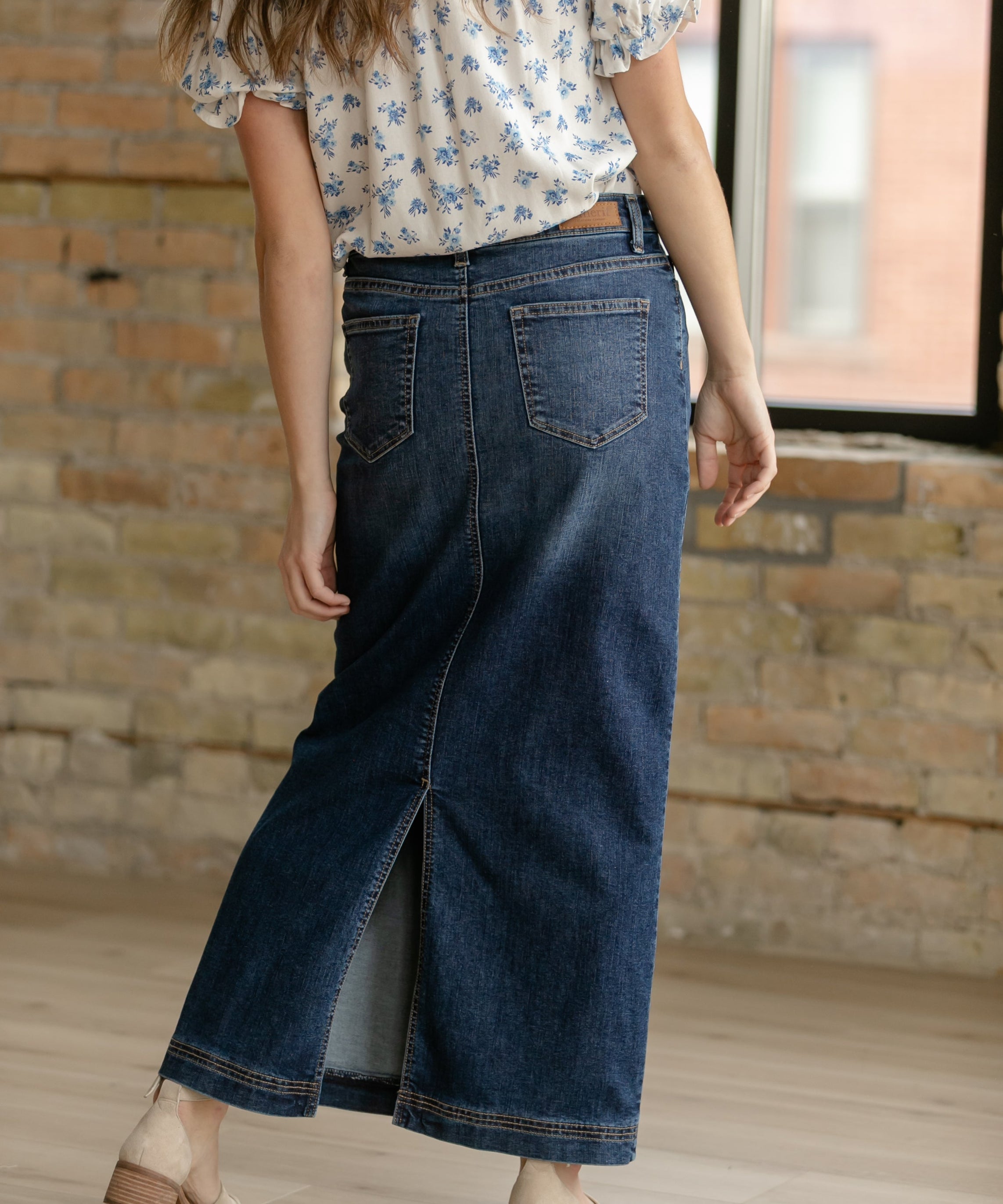 Bria Dark Wash Denim Maxi Skirt - FINAL SALE