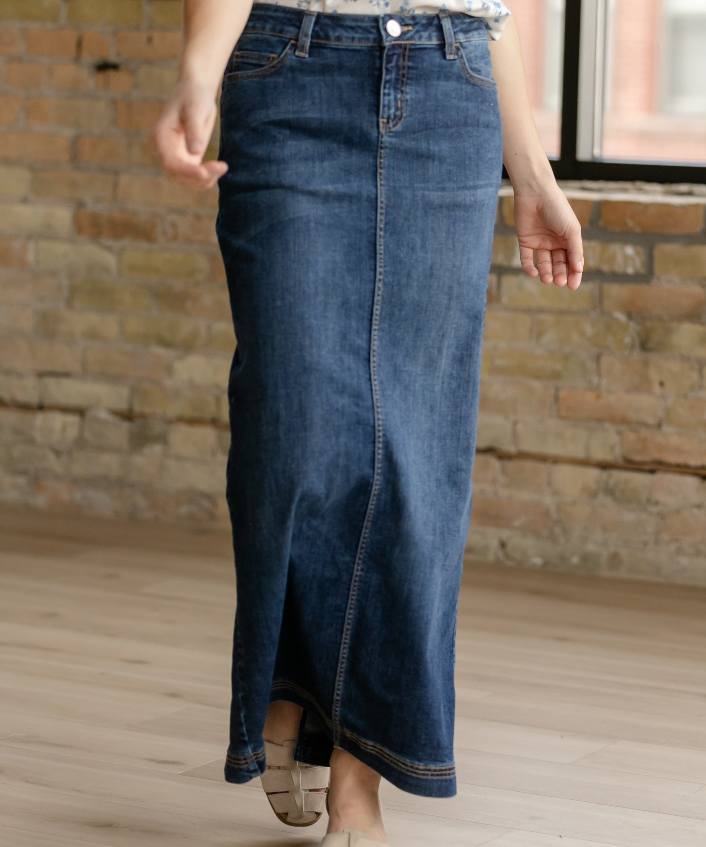 Bria Dark Wash Denim Maxi Skirt - FINAL SALE