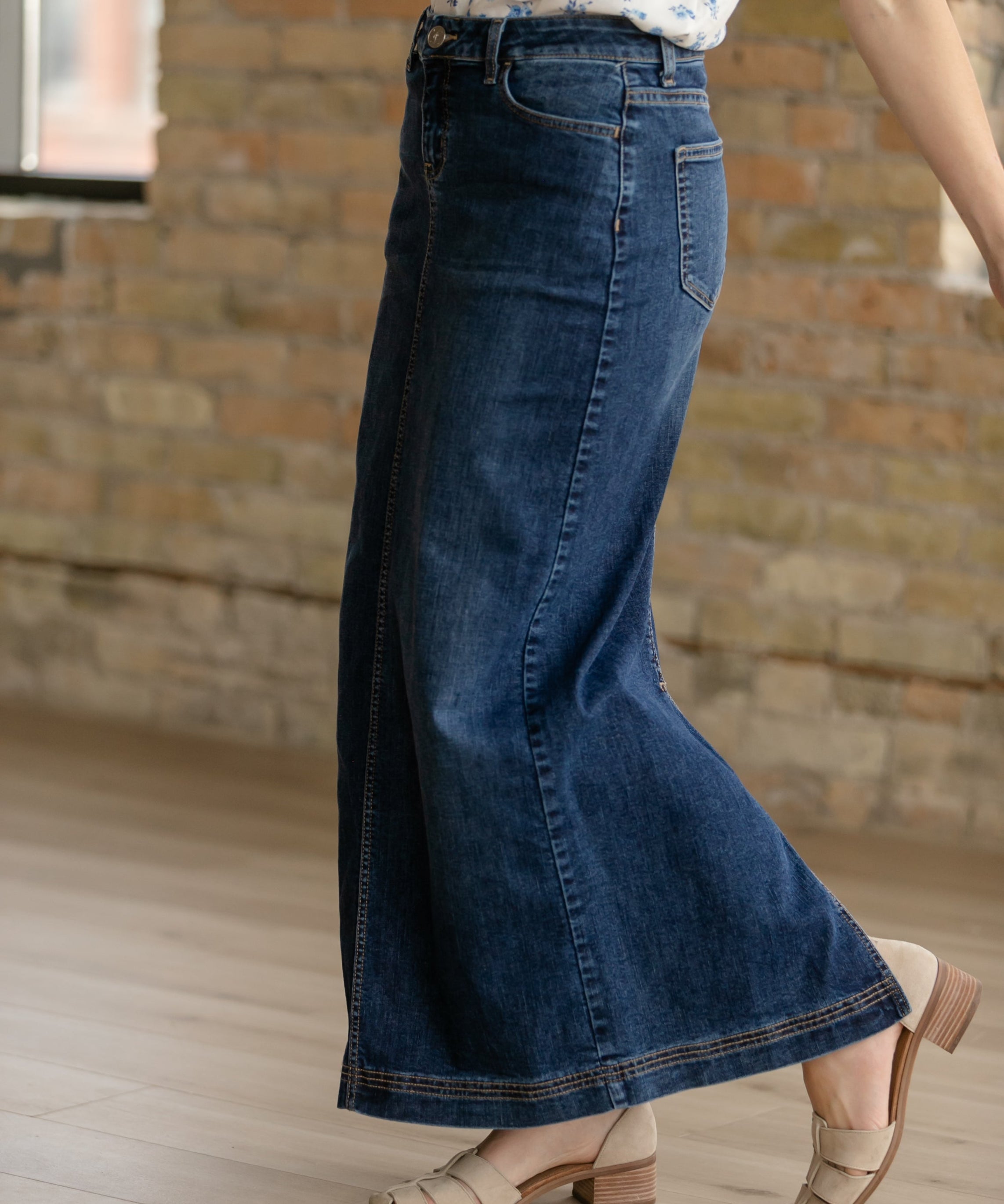 Bria Dark Wash Denim Maxi Skirt - FINAL SALE