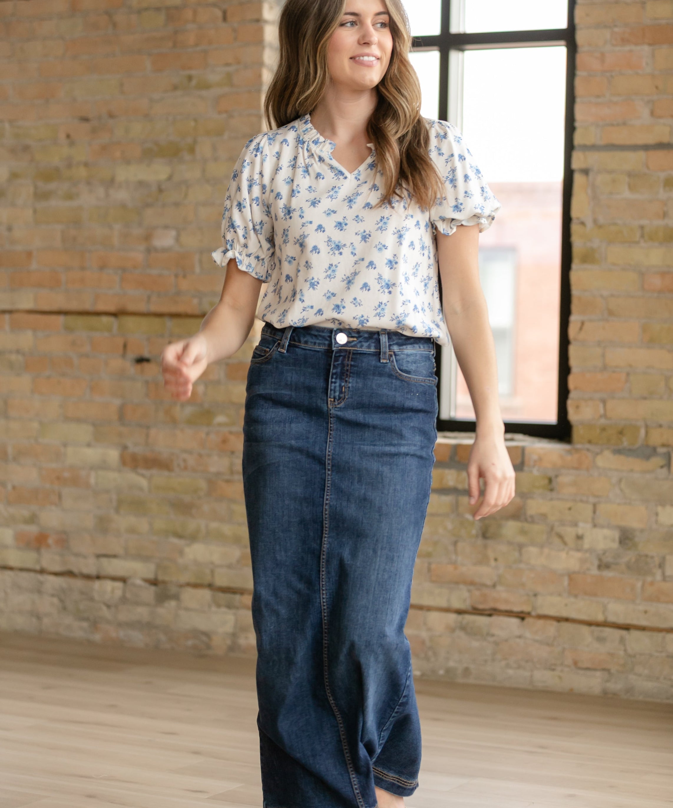 Bria Dark Wash Denim Maxi Skirt - FINAL SALE