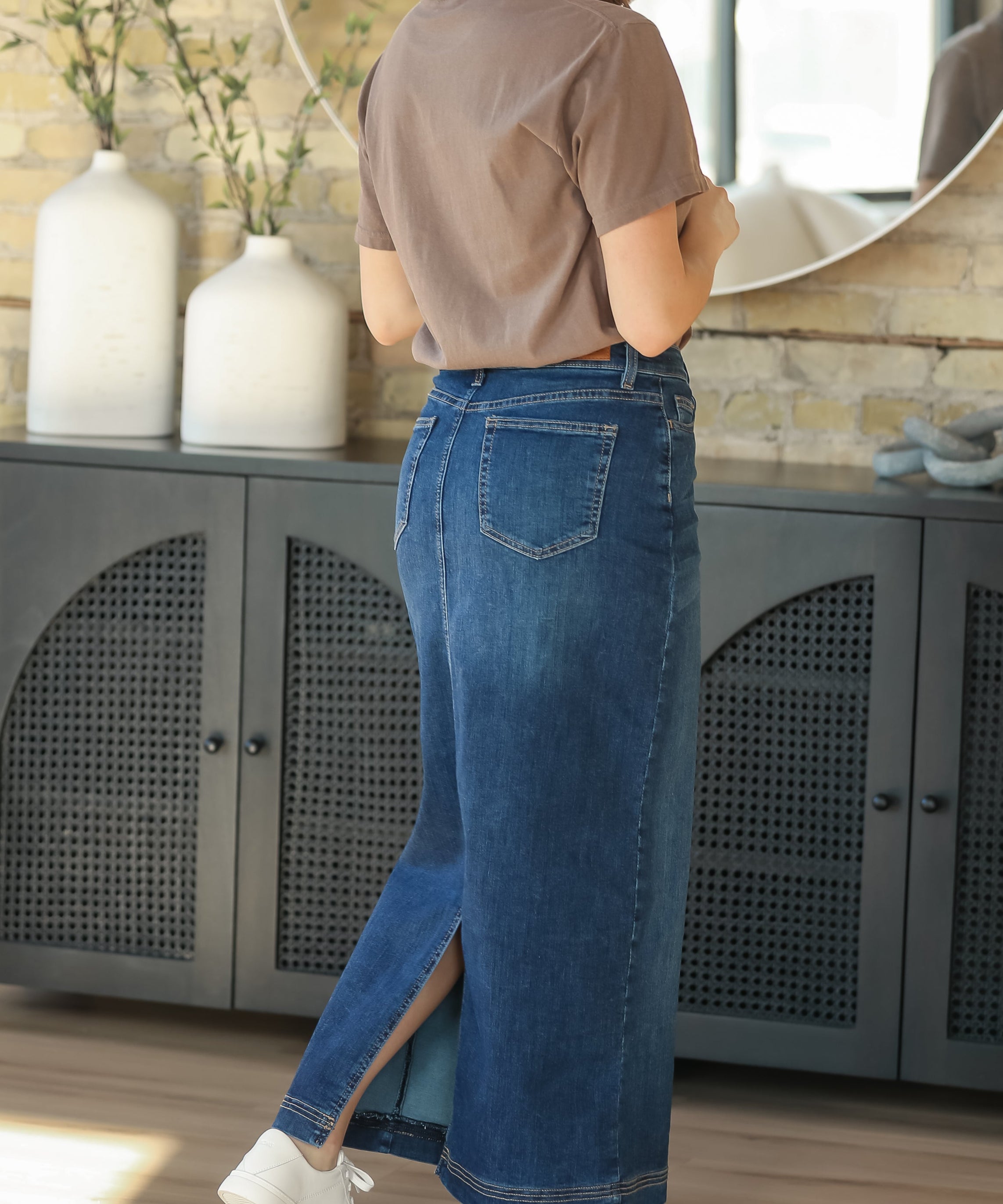 Bria Dark Wash Denim Maxi Skirt - FINAL SALE