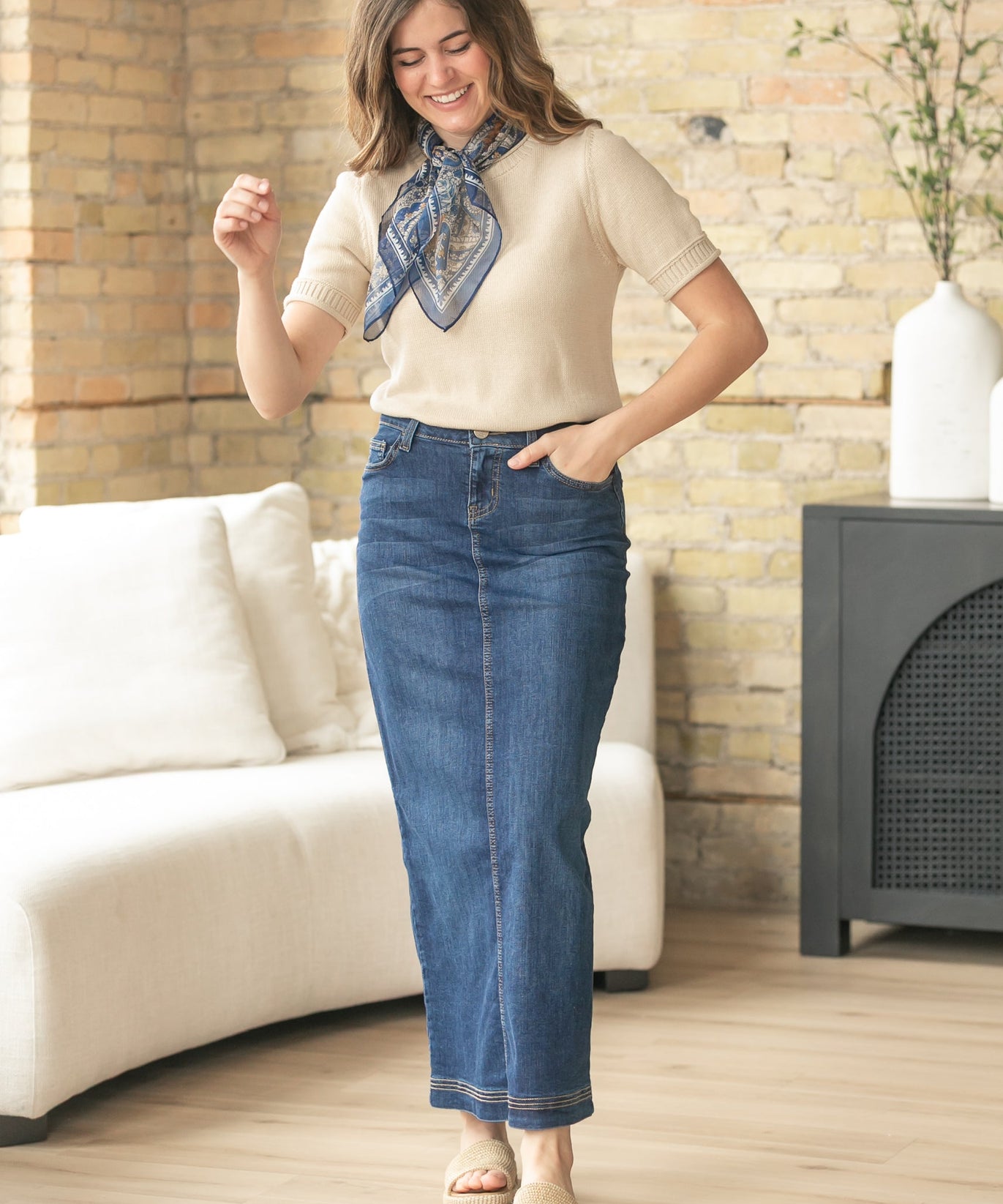 Bria Dark Wash Denim Maxi Skirt - FINAL SALE