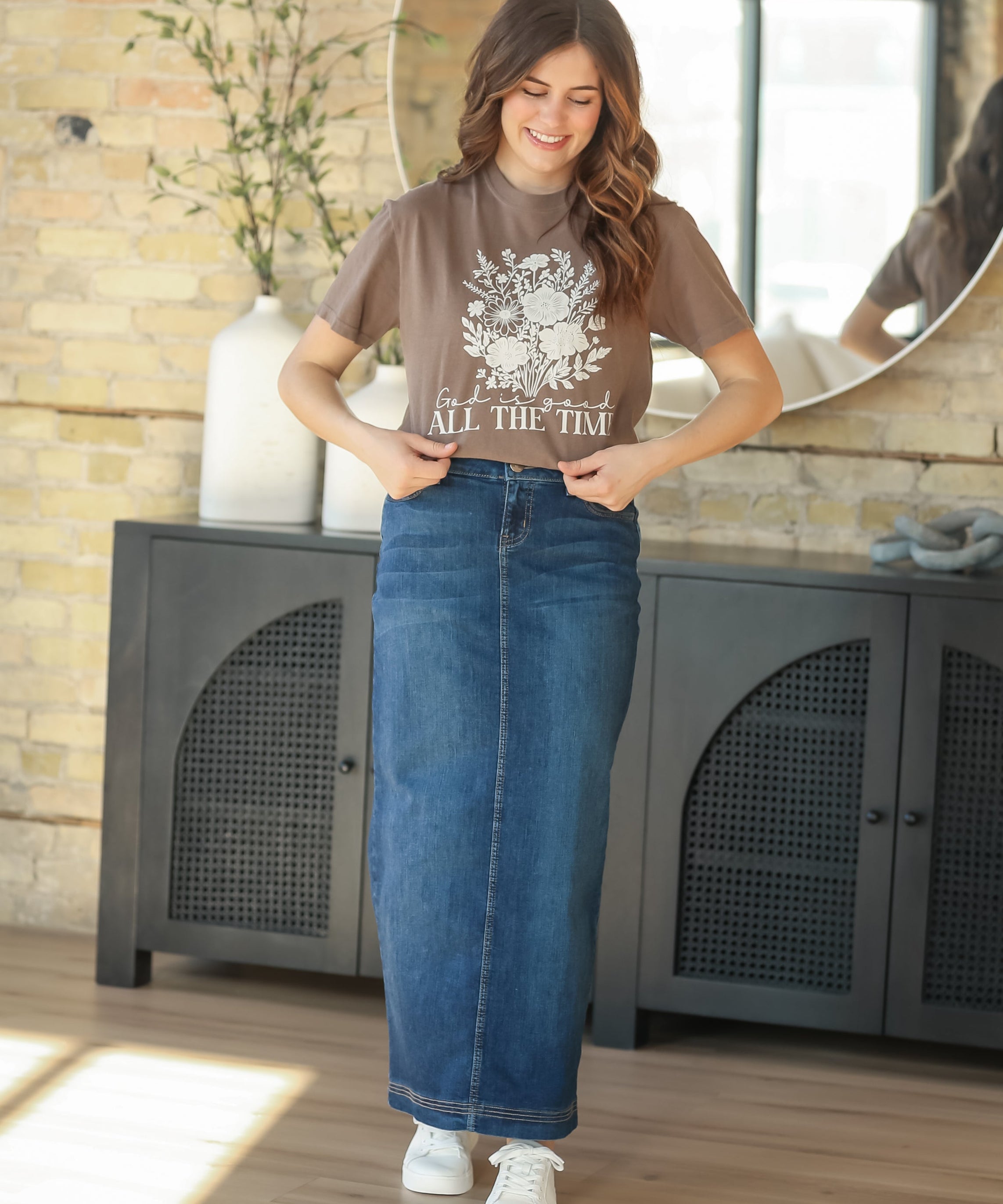 Bria Dark Wash Denim Maxi Skirt - FINAL SALE