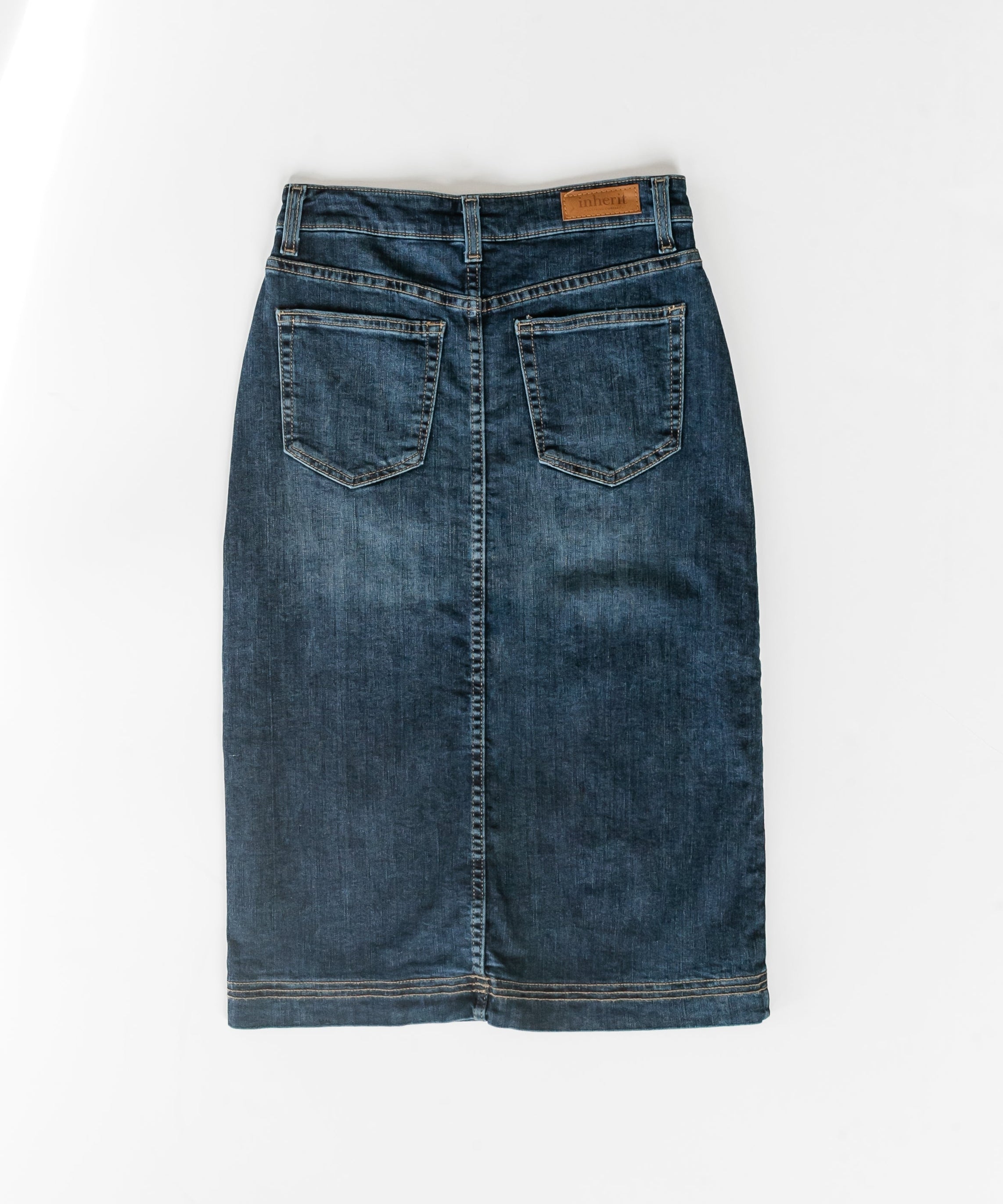 Bryn Dark Wash Denim Midi Skirt