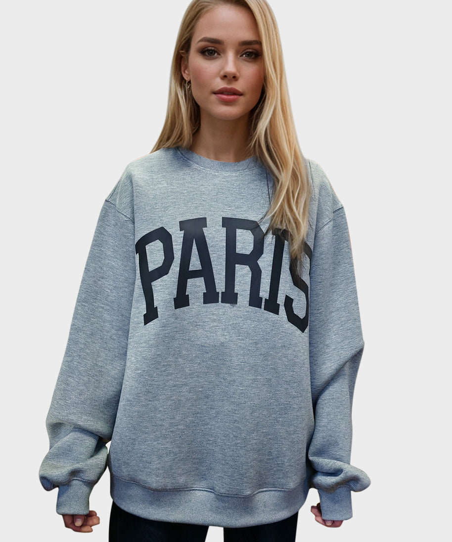 Basic Bae PARIS Round Neck Long Sleeve Air Scuba Sweatshirt