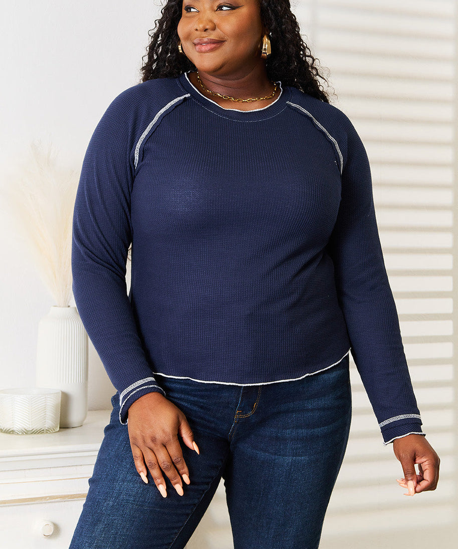 Basic Bae Long Raglan Sleeve Round Neck Top
