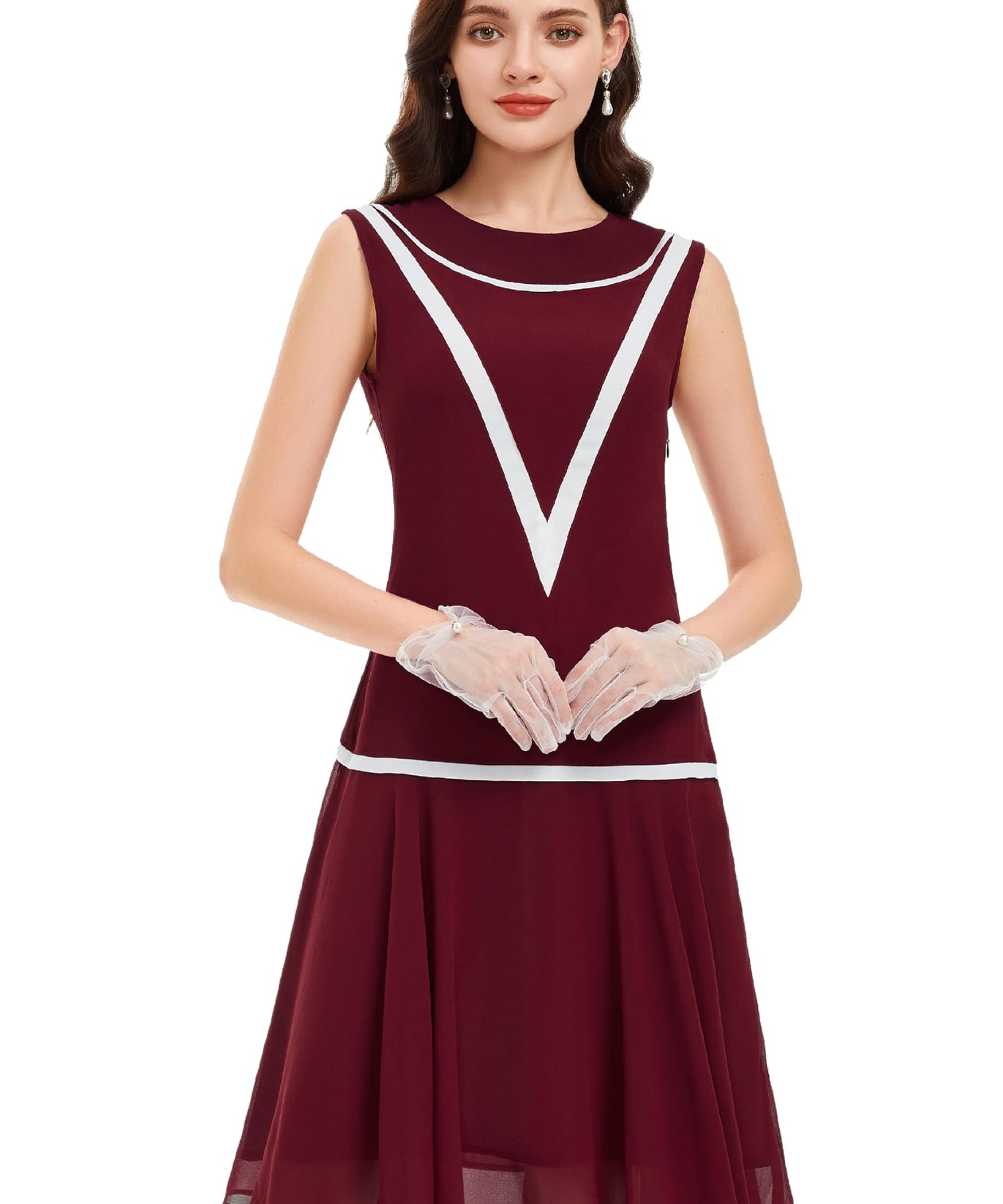 BABEYOND Women’s 1920s Inspired Dress - Flapper Dress Low-Waist Dress Sleeveless Party Chiffon Dress for Women